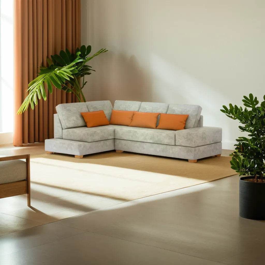 Water-Resistant Hunter Grey Fabric Sectional Sofa - Modern L-Shaped Couch for Living Room, Family Room & Home Theater Comfort