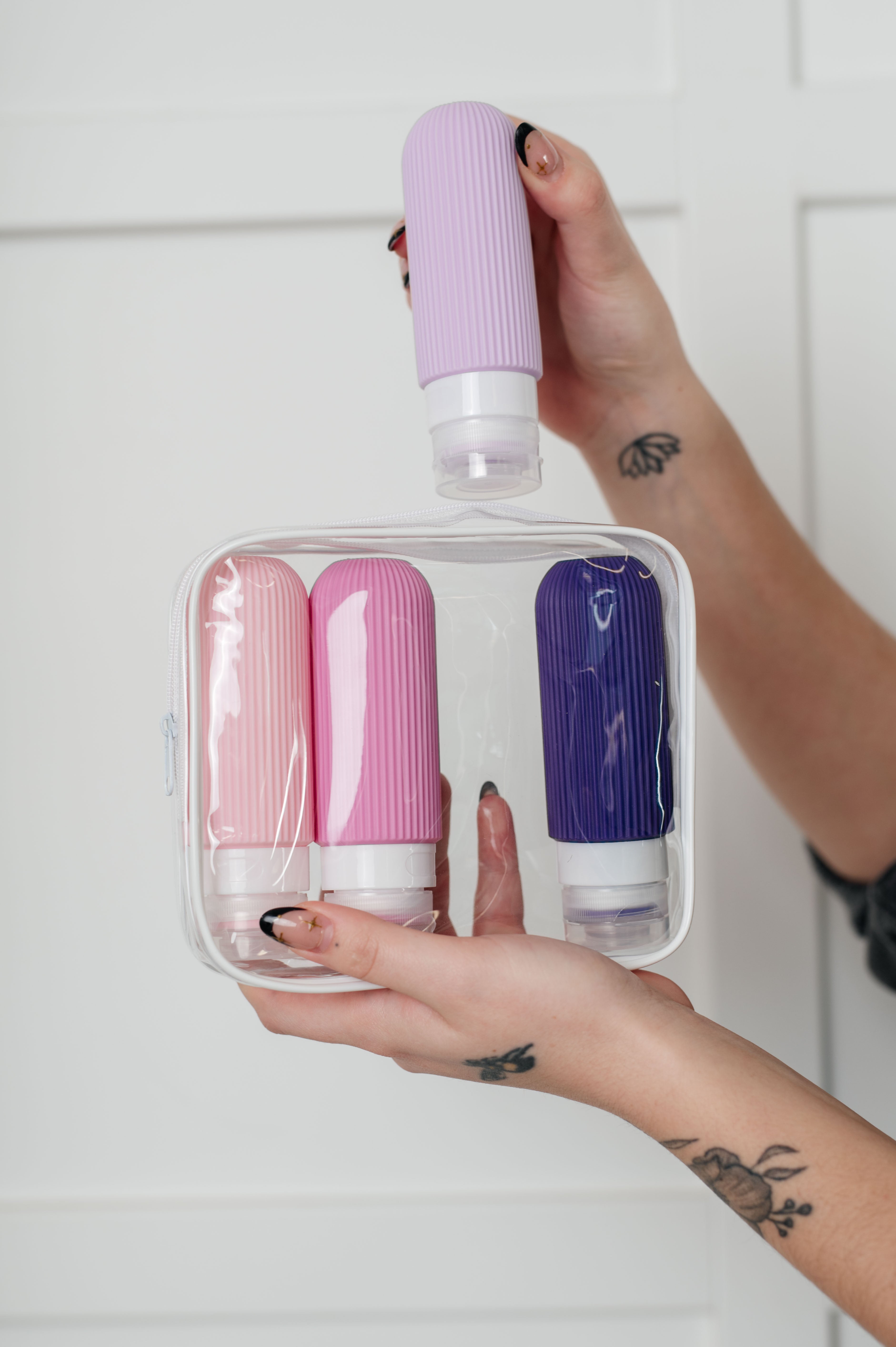 Lavender Travel Toiletry Bottles Set - Leak Proof & TSA Approved for Shampoo, Lotion & Cosmetics - Perfect for Airplane, Gym & Vacation Use