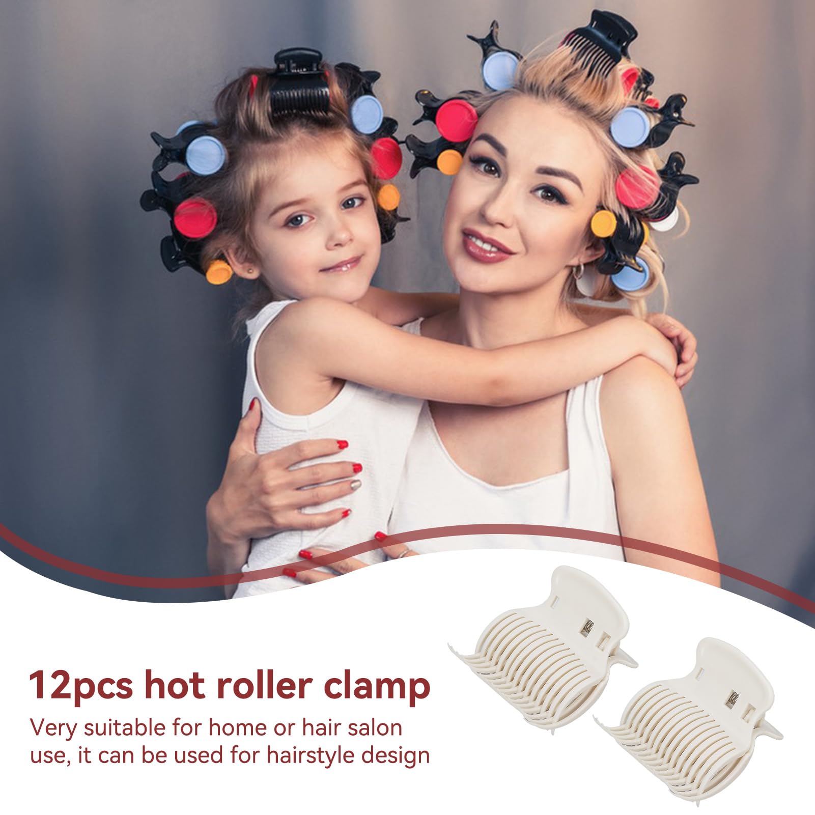 Agatige 12 PCS Heat Resistant Hot Roller Clips - Hair Curler Claw Clips for Women & Girls - Replacement Roller Clips for Hair Sectioning & Styling - Safe & Durable (White) - Perfect for Salon, Home Use & Travel Styling