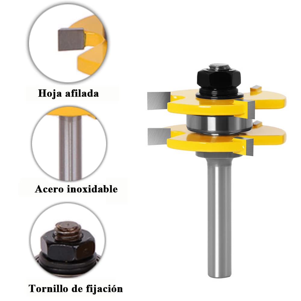 Bestgle 8mm Tongue and Groove Router Bits, 2-Piece Wood Milling Cutting Tool for Engraving Machine – Perfect for Cabinet Making, Woodworking, and DIY Projects