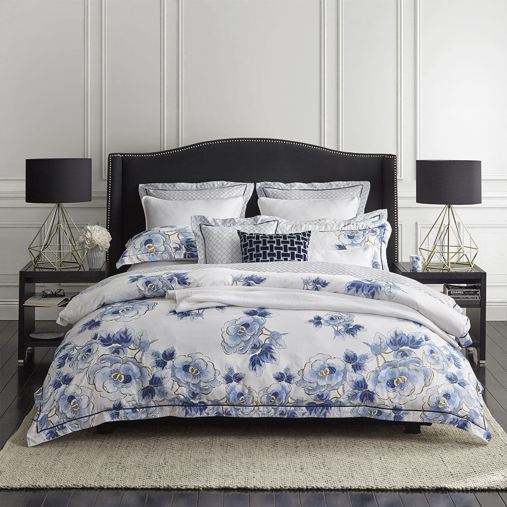 Wedgwood Floral Navy Quilt Cover Set - Premium Cotton Bedding for Master Bedroom & Guest Room Decor