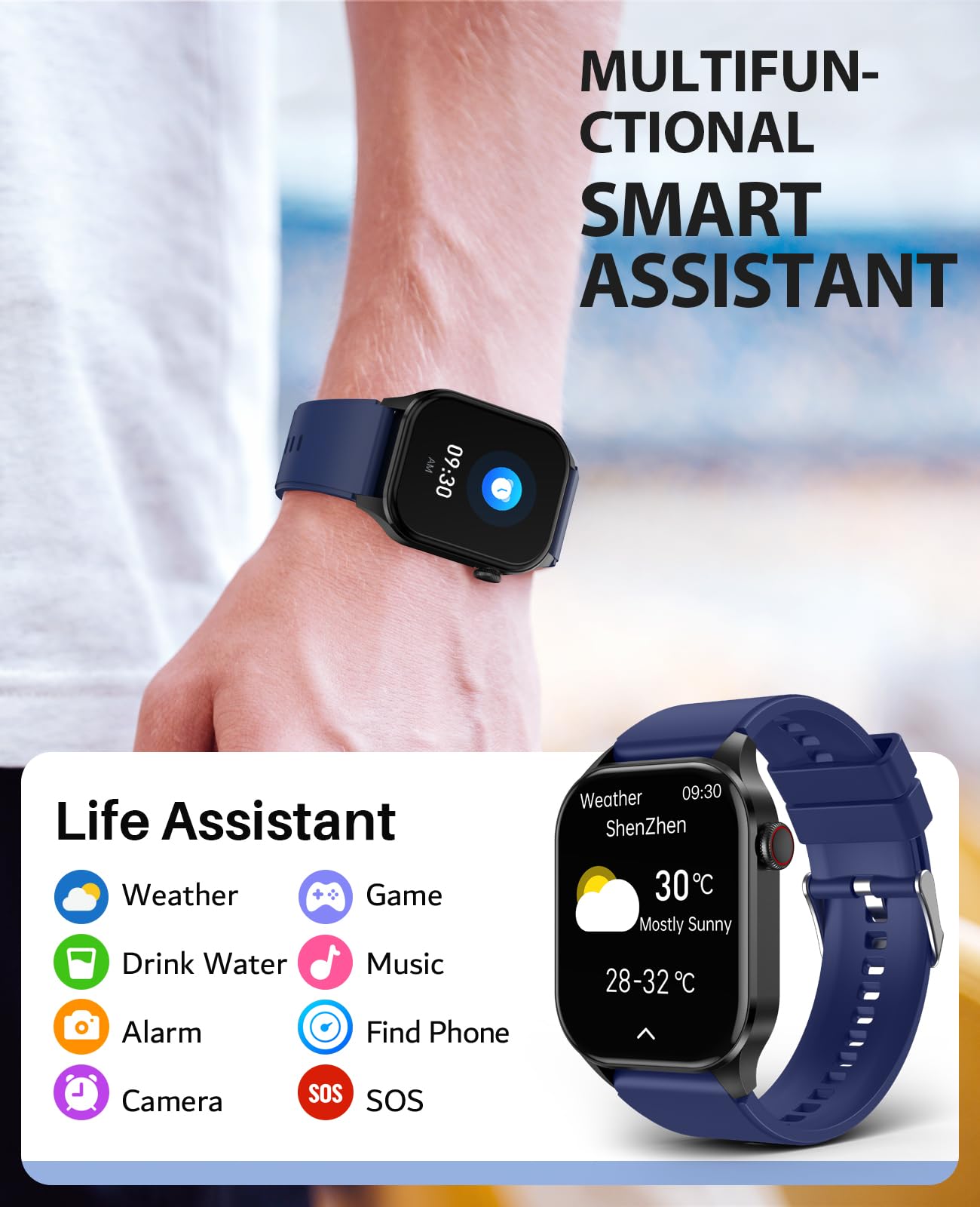 Smart Watch for Men with Infrared Blood Oxygen Monitor, 136+ Sports Modes, 2.04