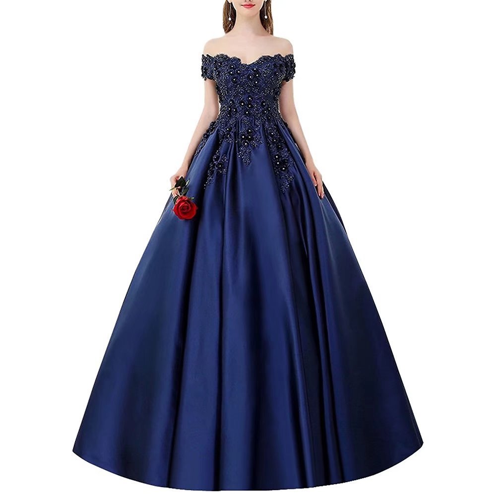Elegant Off Shoulder Satin Quinceañera Dress for Prom, Wedding & Special Occasions | Junior Bridesmaid Evening Gown for Formal Events & Parties