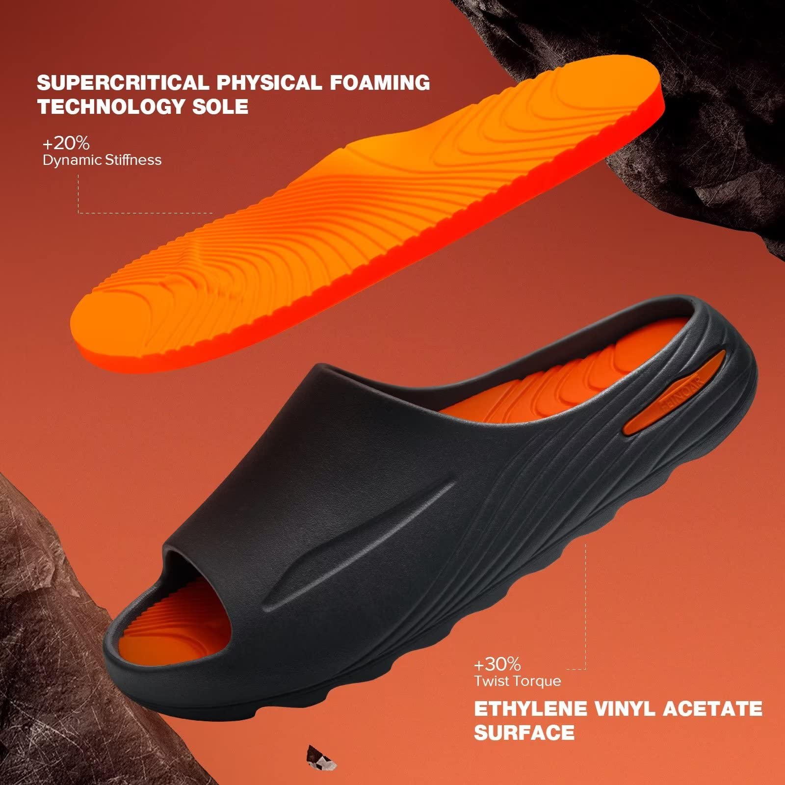 Men's Basketball Slides - Soft-Tech Arch Support Sandals for Plantar Fasciitis Relief & Sport Recovery | Breathable Open-Toe Slippers for Post-Game Relaxation, Gym & Home Use