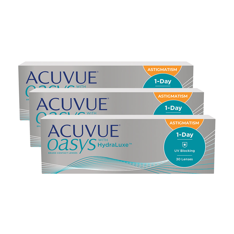Acuvue Oasys 1-Day for Astigmatism - 90 Daily Disposable Contact Lenses (3 x 30 Packs) | Comfortable Vision Correction for Active Lifestyles & Sports