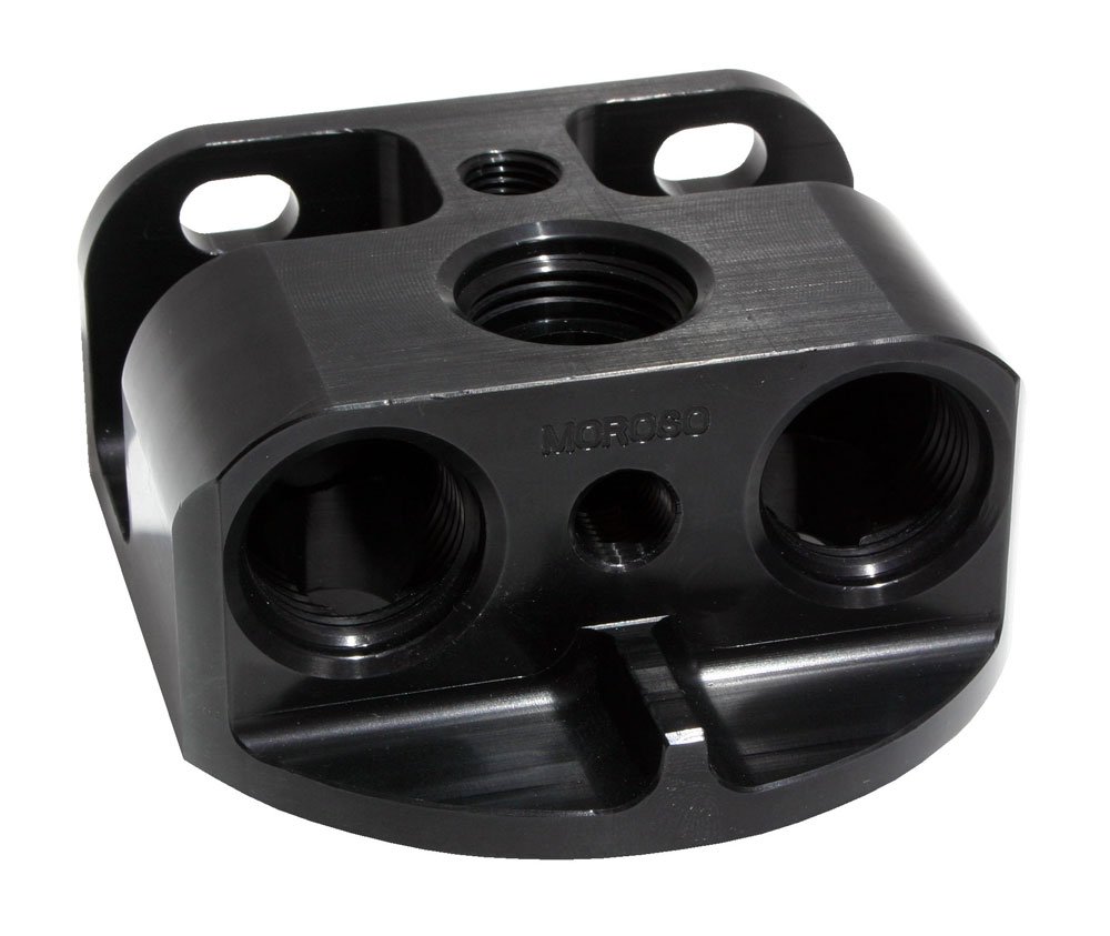 Moroso 23764 Front Port Remote Oil Filter Mount Kit - High Performance Oil Filter Relocation for Cars, Trucks & Off-Road Vehicles | Easy Installation & Improved Engine Maintenance