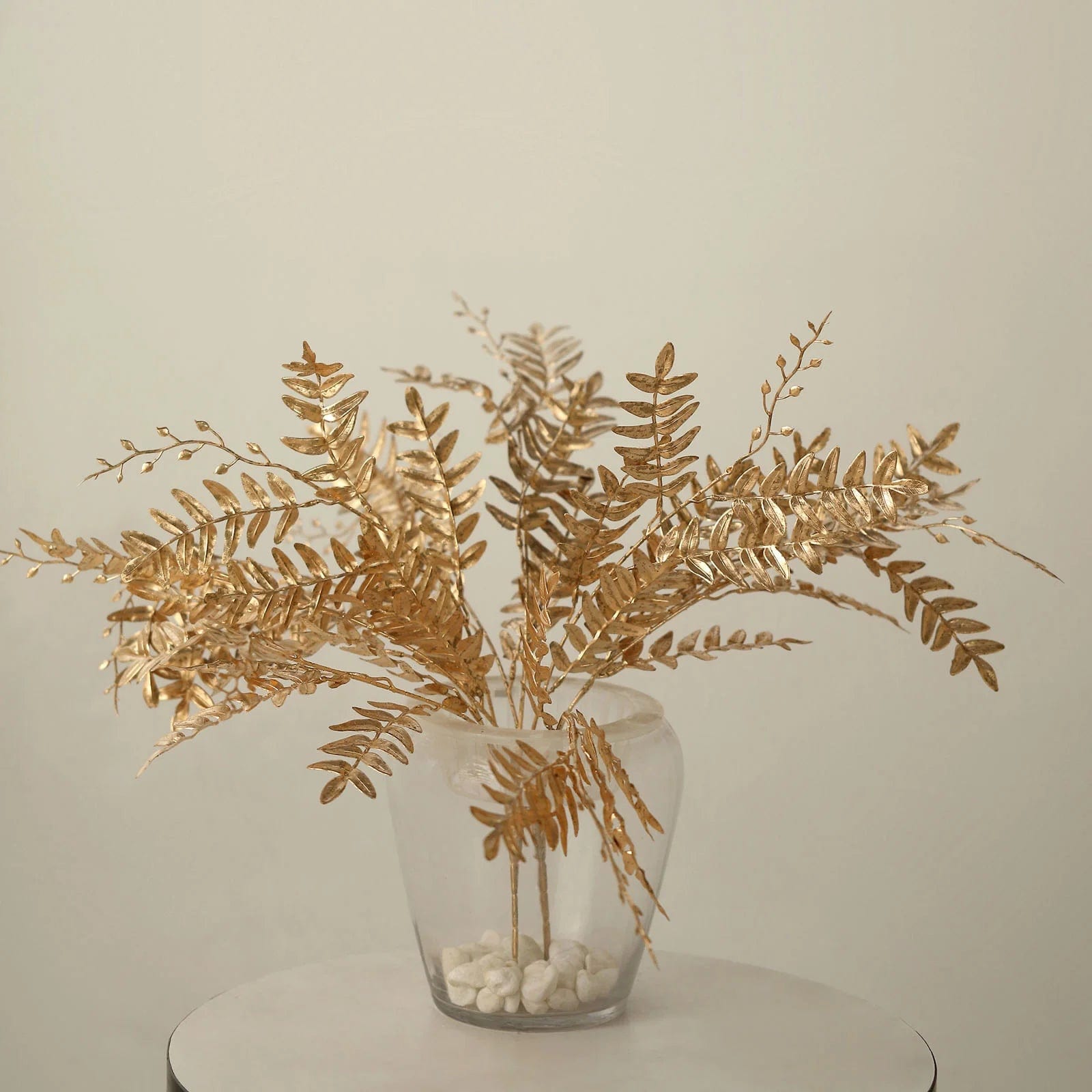 2 Pack Gold Metallic Artificial Fern Leaf Branches - 21
