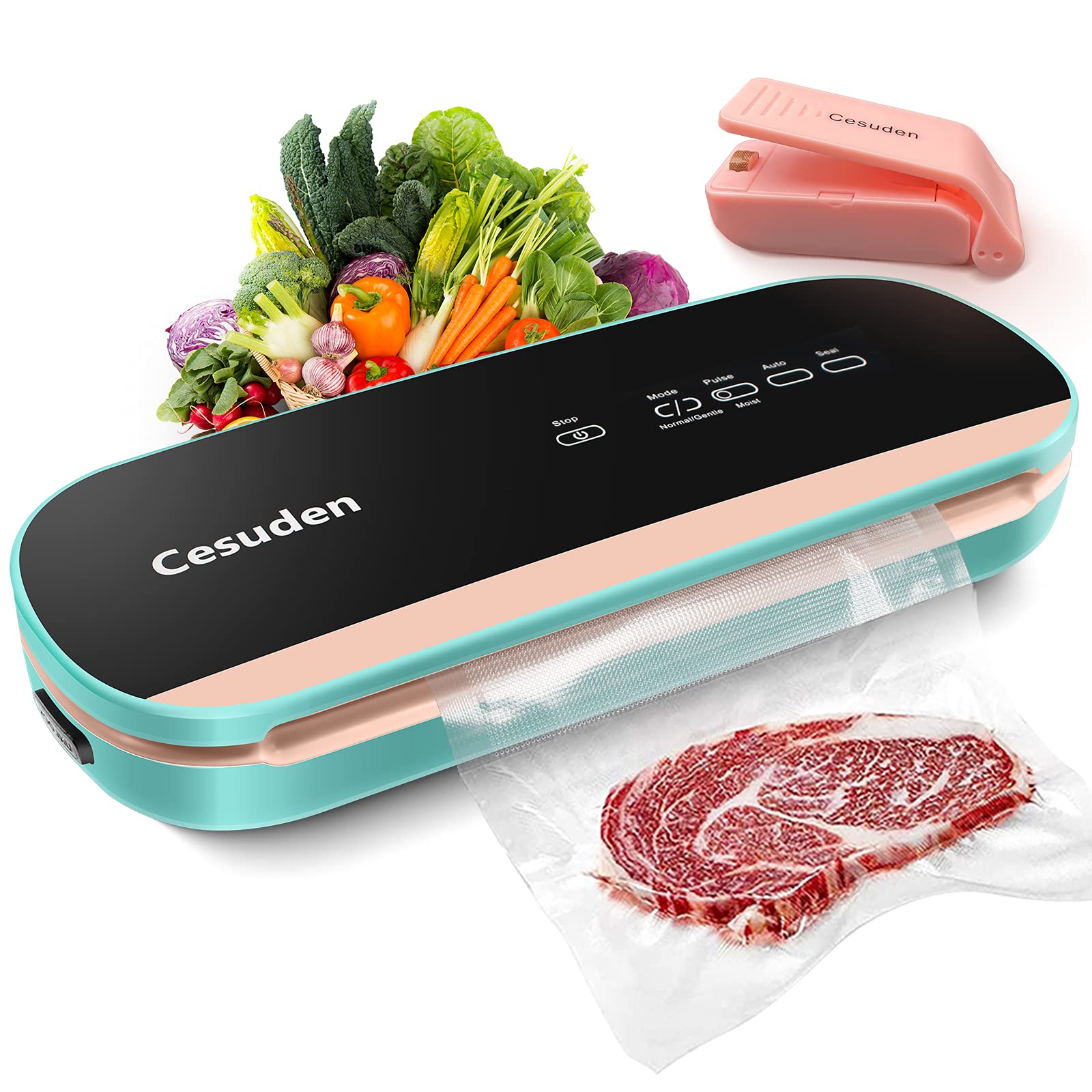 **Cesuden 7-in-1 Automatic Vacuum Sealer Machine with Starter Kit & Cutter – Dry & Moist Modes for Food Preservation – Perfect for Meal Prep, Sous Vide & Long-Term Storage**