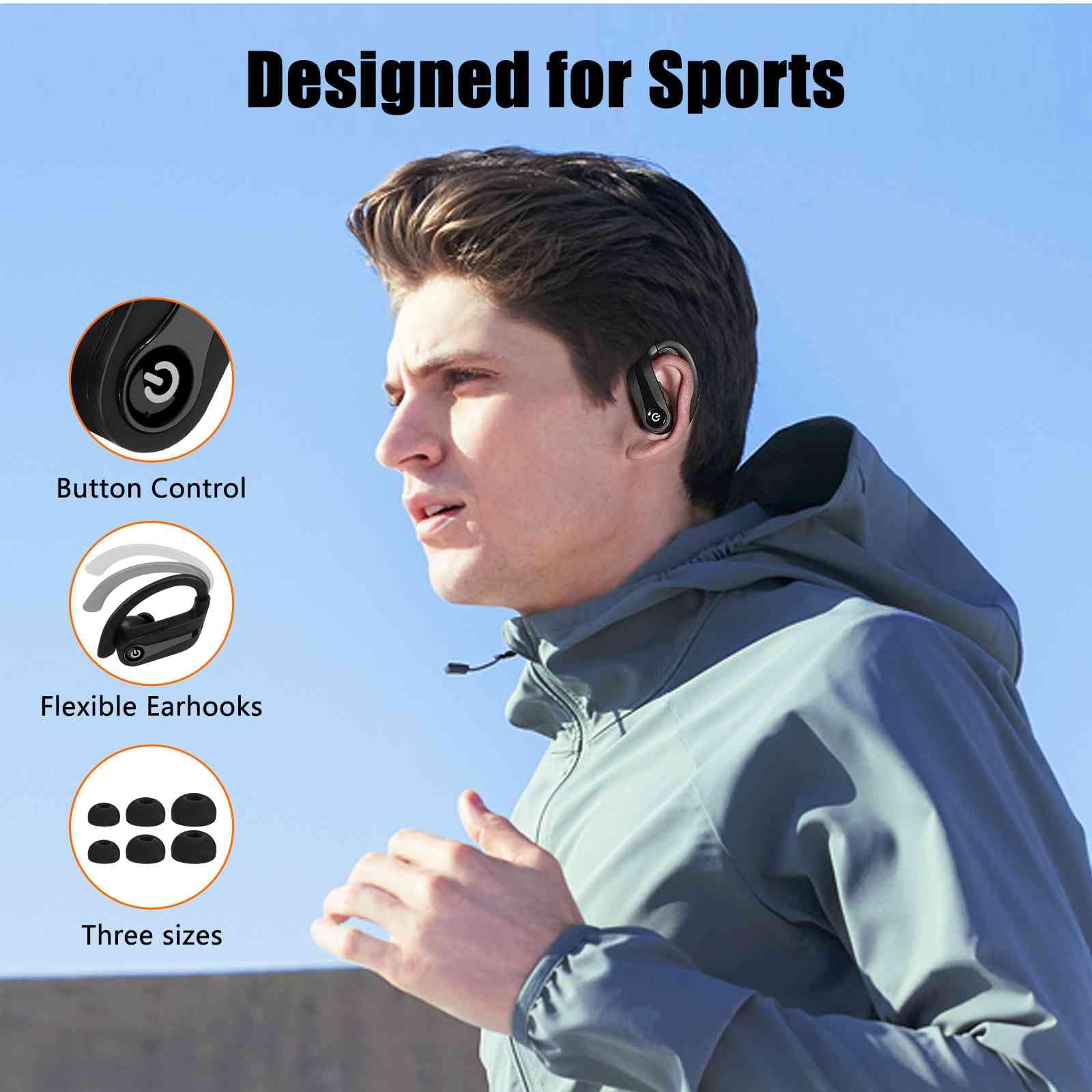 OnePlus 5 Wireless Earbuds - True 5.0 Bluetooth Sport Headphones with Immersive Sound, Charging Case, Touch Control & IPX7 Sweatproof for Gym, Running & Workouts | Stereo Calls & Deep Bass