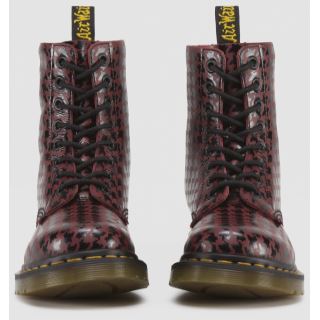 Pina Black & Cherry Hi Shine Houndstooth Printed Soft T-Boots - Stylish Women's Ankle Boots for Fall & Winter Fashion, Office Wear & Casual Outfits
