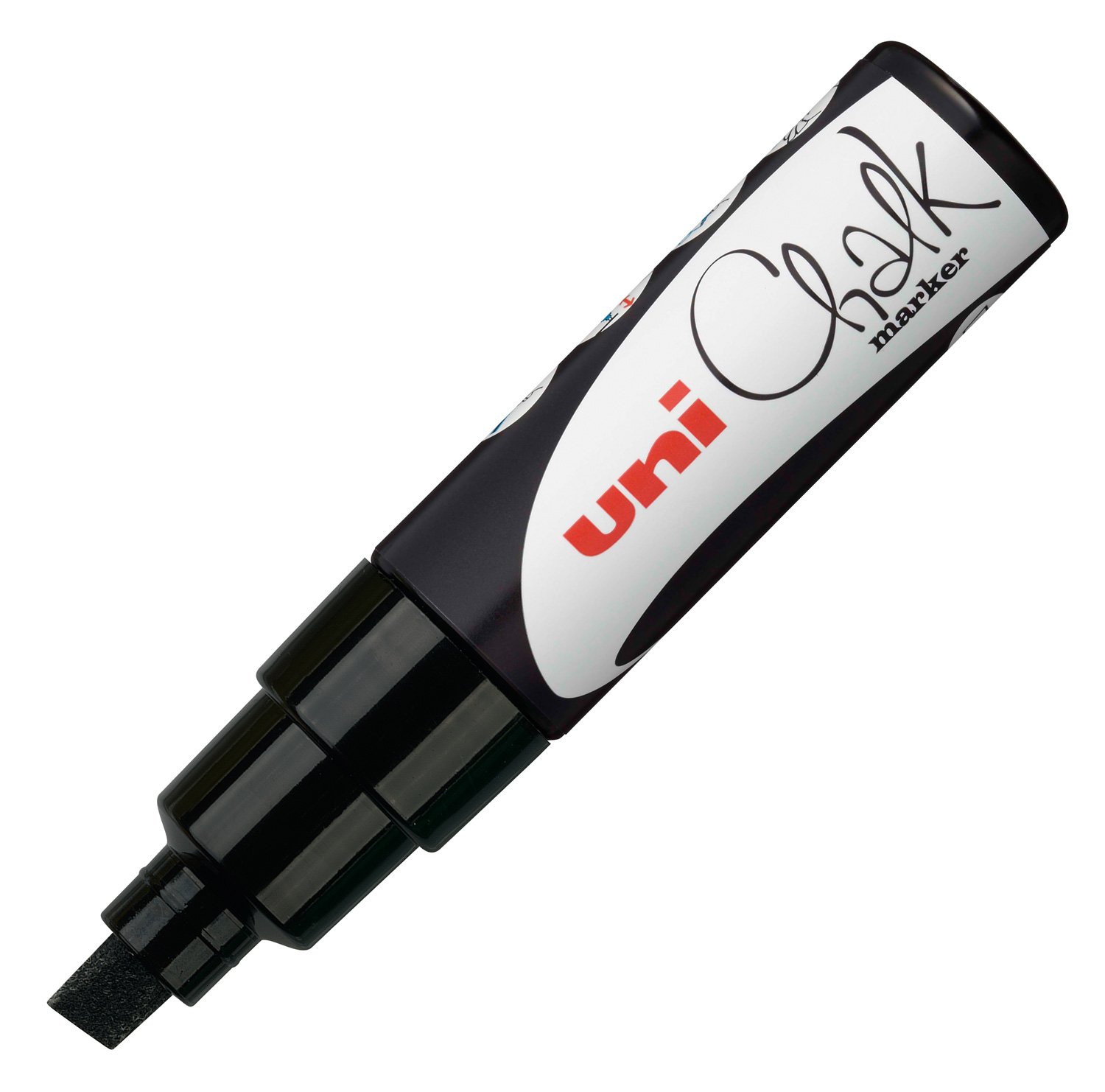 8mm Broad Chisel Tip Chalk Marker - Black (Pack of 12) for Whiteboards, Glass, Windows & Signs - Uni 140170233000 - Perfect for Restaurants, Classrooms & Retail Displays