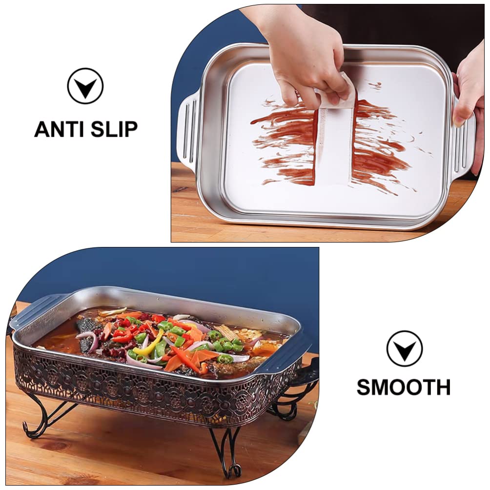 DOITOOL Stainless Steel Rectangular BBQ Gas Grill Griddle Pan - Outdoor Camping & Backyard Cooking for Charcoal & Gas Grills - Perfect for Picnics, Tailgating & Patio Parties