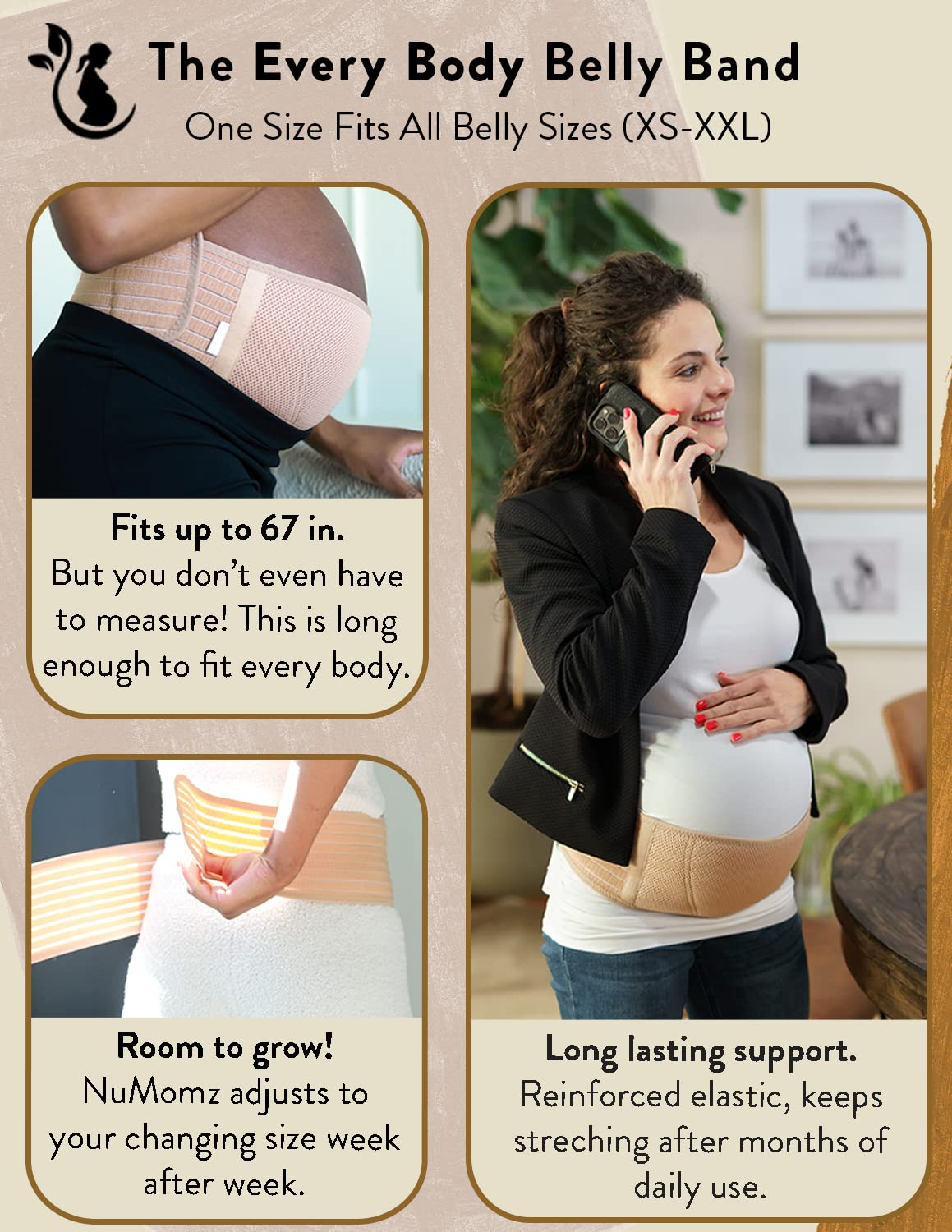 Maternity Belly Band for Pregnant Women - Adjustable Pregnancy Support Belt for Hip, Back & Pelvic Pain Relief | One Size Fits XS-XXL | Breathable & Machine Washable | Perfect for Workouts, Walking & Daily Comfort (Black)
