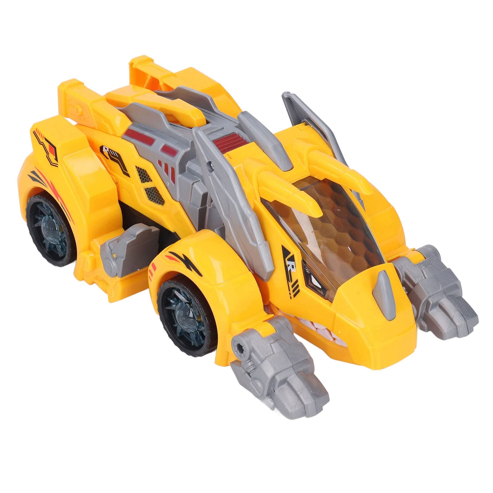VGEBY 2-in-1 Electric Transforming Dinosaur Car with LED Lights & Mist Spray - Remote Control Dinosaur Toy Vehicle for Kids Boys Girls (Yellow) | Fun Outdoor Play & Birthday Gift for Children Ages 3-8