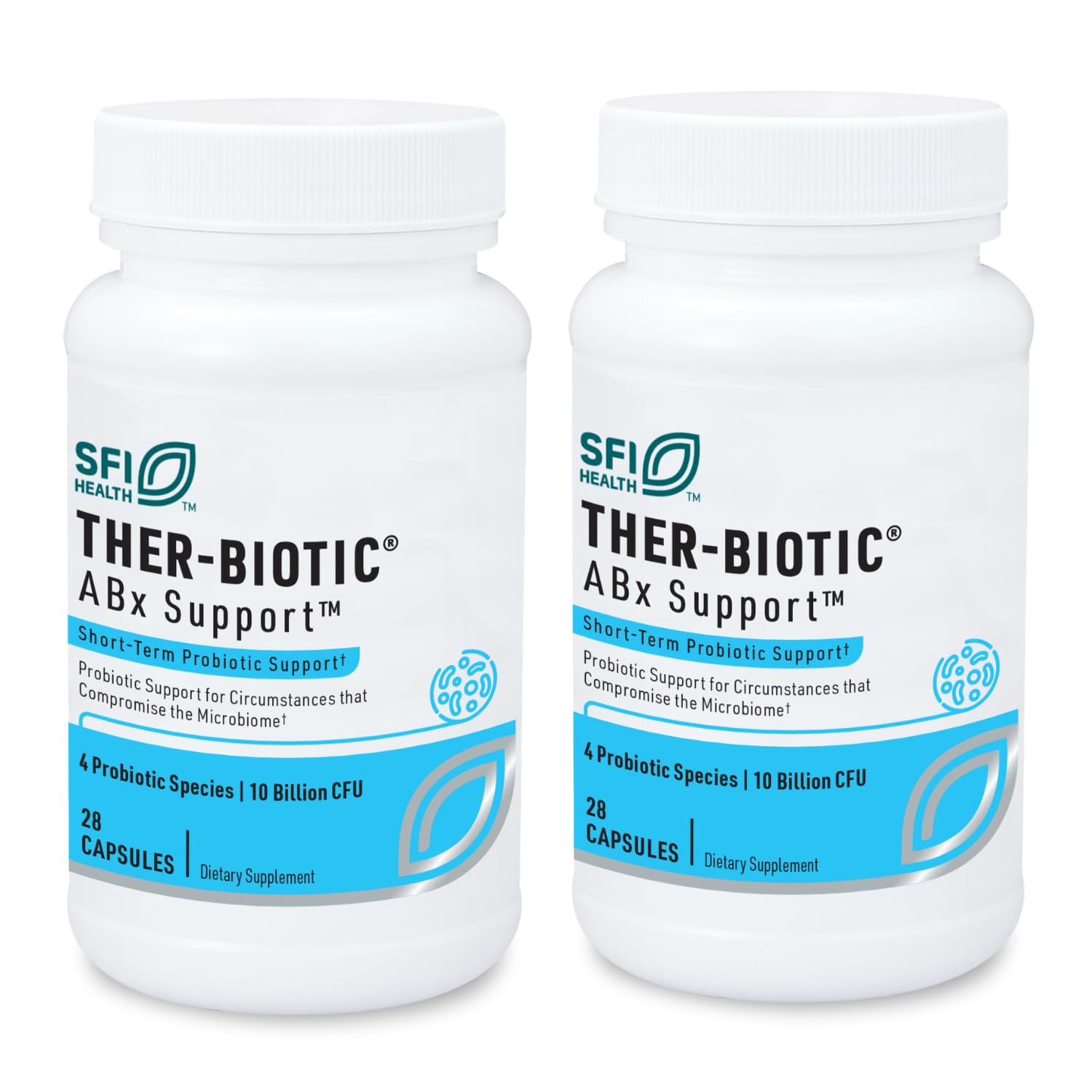 Klaire Labs ABX Support Probiotic - 10 Billion CFU Supplement for Gut Health During Antibiotic Therapy | Hypoallergenic, Non-Dairy, Gluten-Free | Supports Digestive & Immune System (2 Pack, 28 Capsules) - Ideal for Travel, Post-Surgery Recovery & Daily Wellness