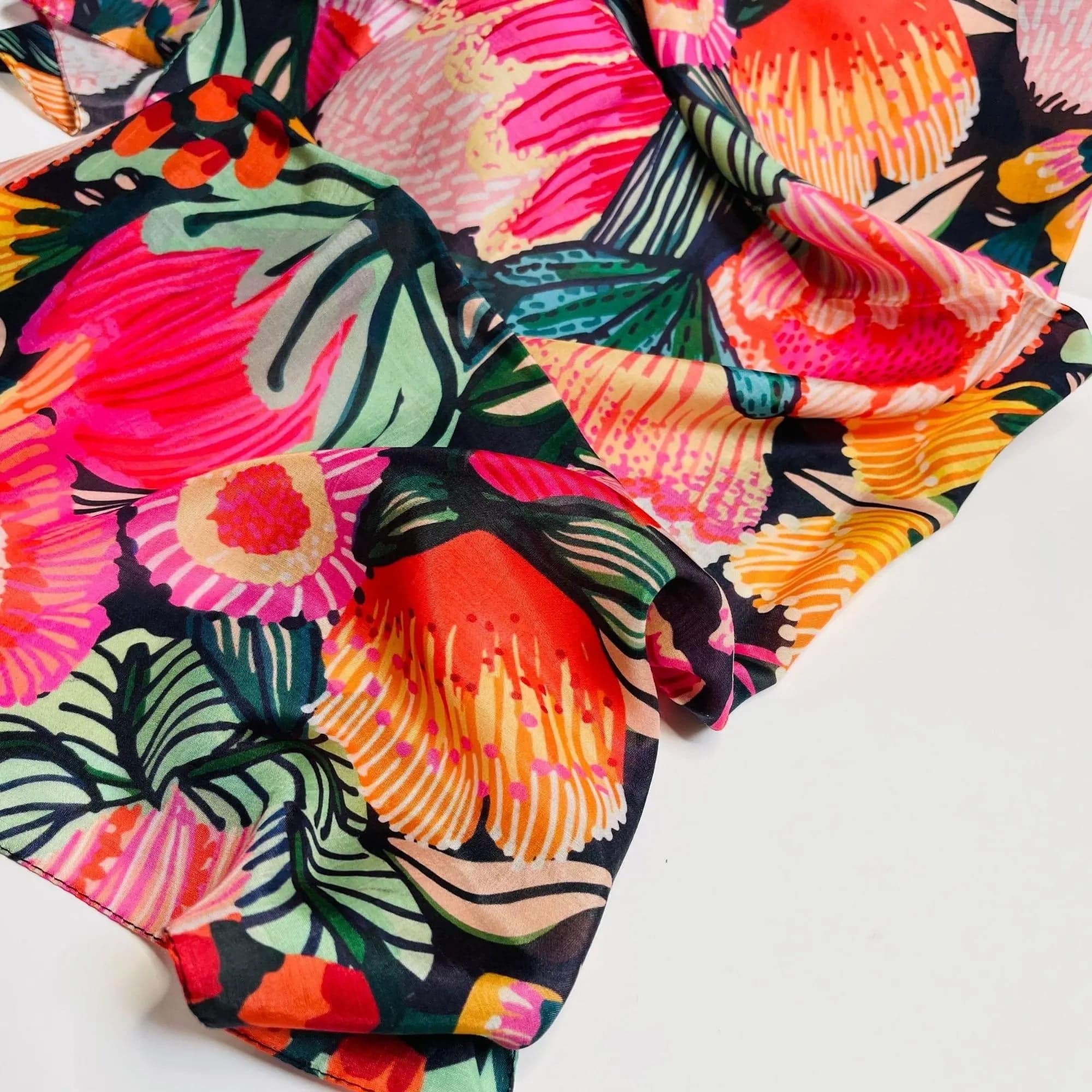 Flowers of Oz Silk Scarf - Elegant Floral Print Fashion Accessory for Women | Perfect for Parties, Weddings & Everyday Wear