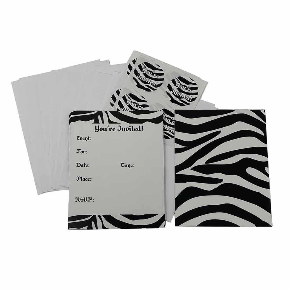 Zebra Print Party Invitations - Animal Print Birthday Invitations & Party Supplies for Weddings, Birthdays, Baby Showers - Perfect for Jungle Theme Parties & Safari Events