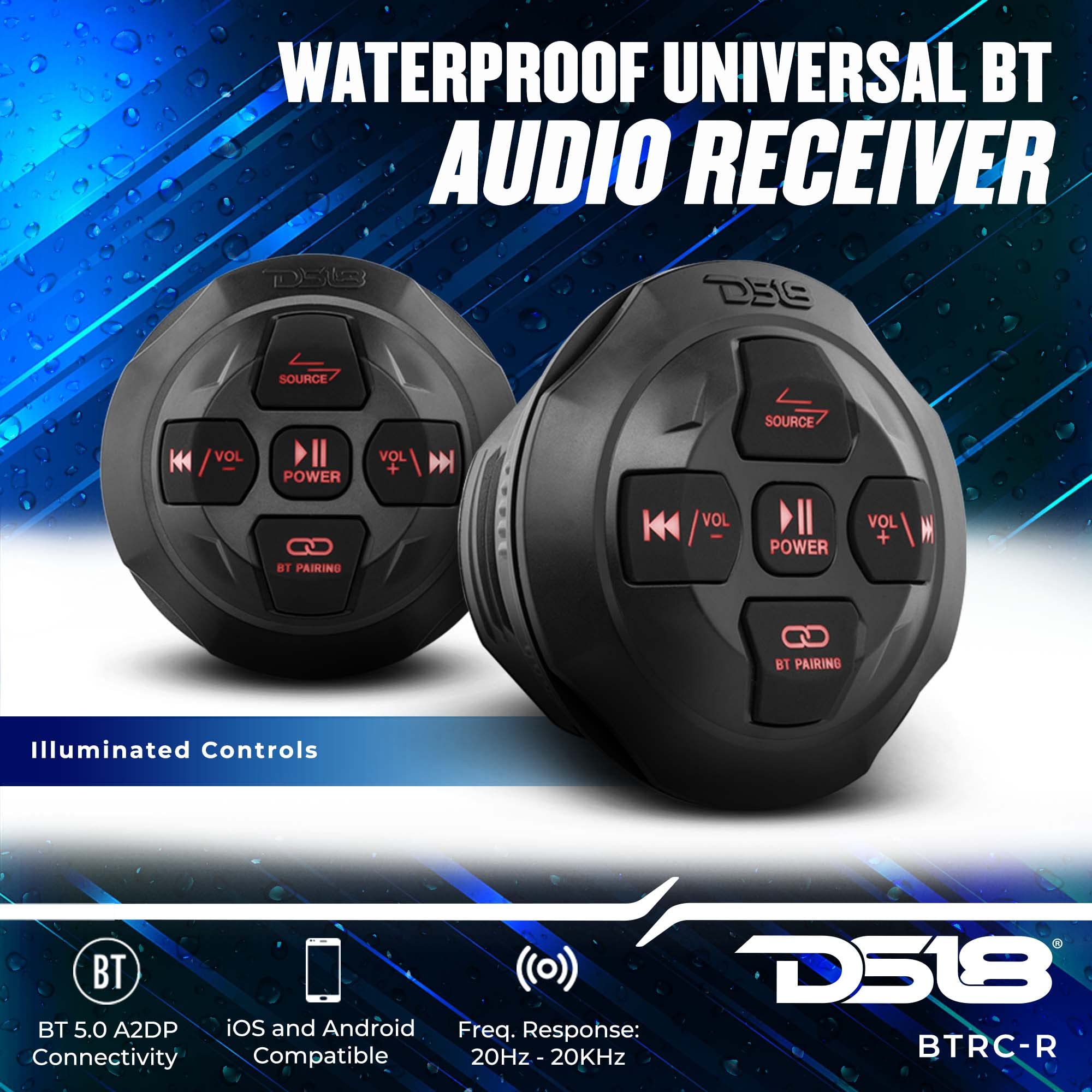DS18 MP4TP.4A 4 Inch 600W Waterproof Bluetooth Marine Tower Speakers with Built-in Amplifier & Remote Control - Perfect for Boats, Yachts, and Outdoor Water Activities