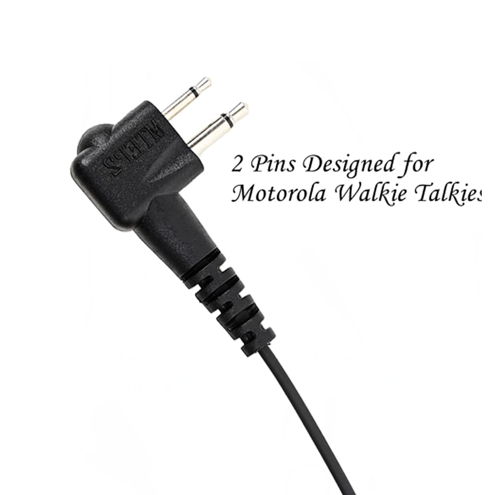 Motorola Walkie Talkie Headset with Microphone - 2 Pin Acoustic Tube Earpiece for CP200 GP2000 CLS1410 CLS1450 CLS1100 Models (2 Pack) - Ideal for Construction, Security & Event Communication
