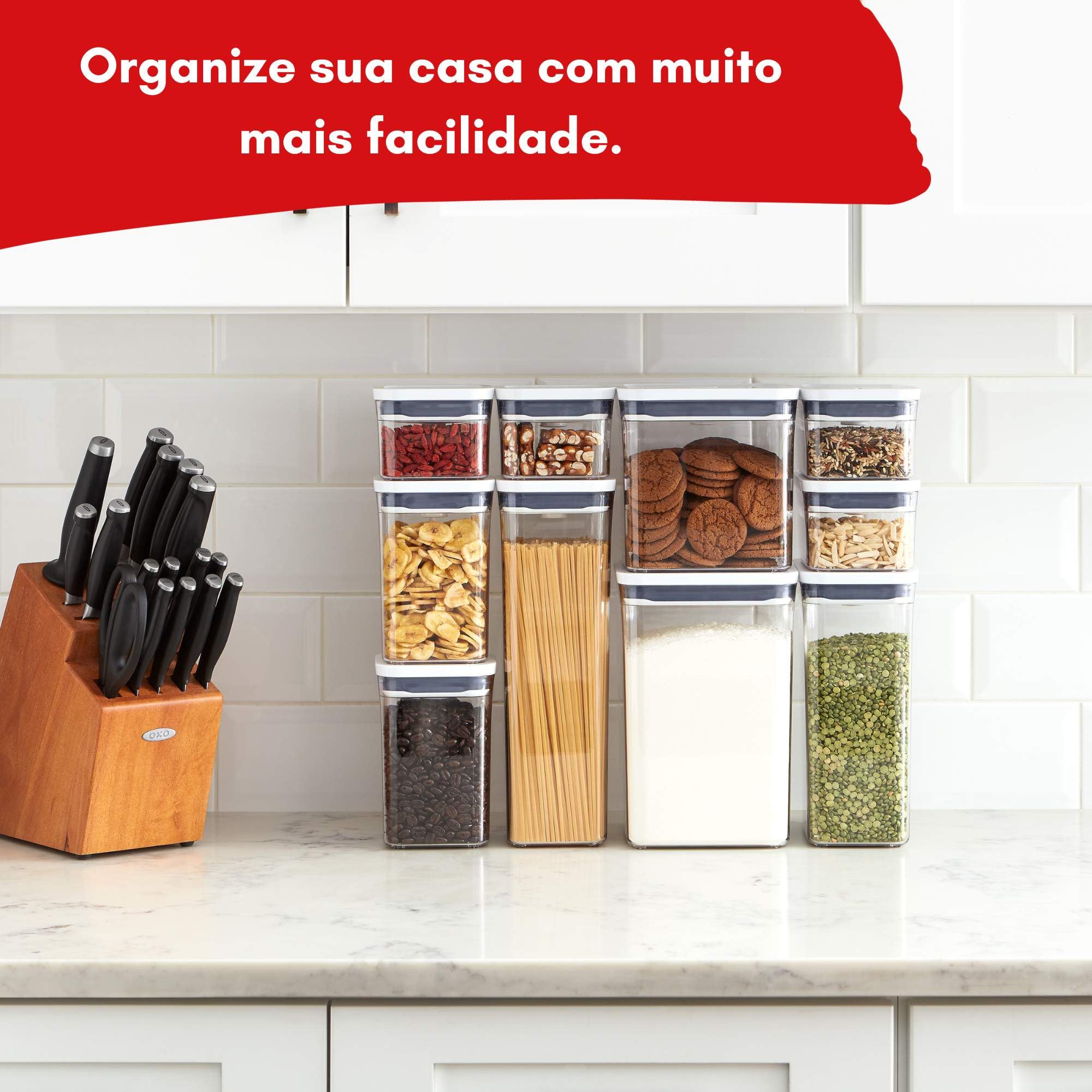 OXO Good Grips 10-Piece & 8-Piece POP Container Sets for Kitchen Storage - Airtight Food Containers for Flour, Sugar, Baking Essentials & Pantry Organization (White) - Perfect for Home Baking, Meal Prep & Space-Saving Storage