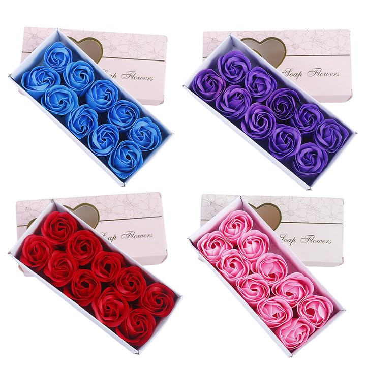 Rose Flower Bath Soap Gift Set - Handmade Soap Rose Petals in Decorative Box for Valentine's Day, Anniversary, Birthday, Mother's Day - Luxury Body Wash for Romantic Baths, Spa Days & Special Occasions
