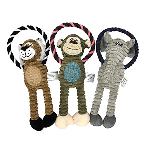WoozaPet Monkey Rope Dog Toy - Durable Plush Stuffed Animal Chew Toy for Small, Medium & Large Dogs | Interactive Play & Training Reward for Puppies & Adult Dogs