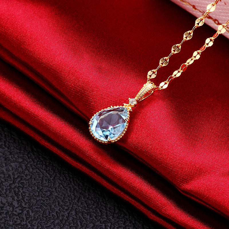 Natural Topaz Citrine Teardrop Pendant Necklace - 925 Sterling Silver Jewelry Gift for Women | Perfect for Birthday, Anniversary & Everyday Elegance