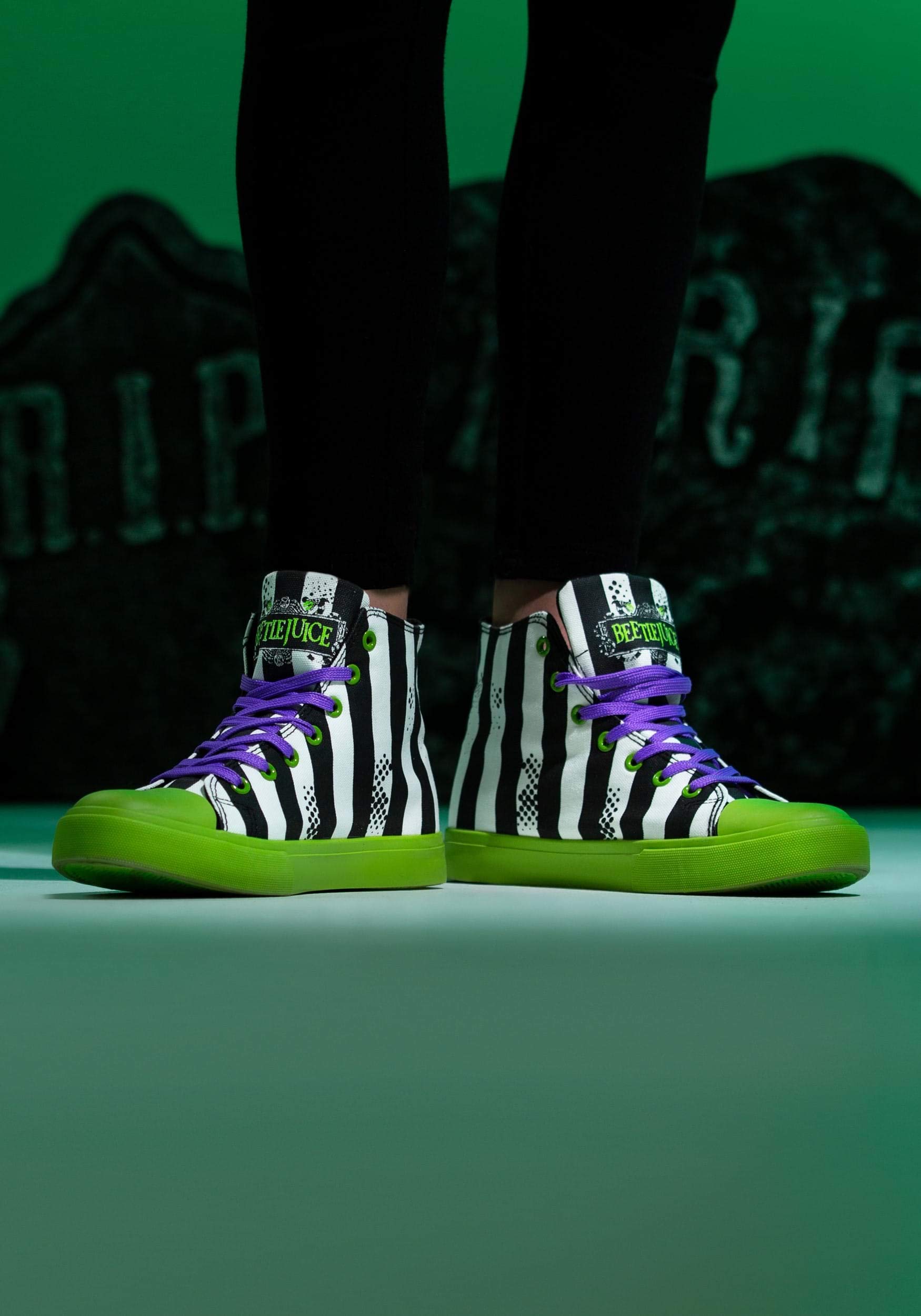 Stylish Unisex Beetlejuice Striped Sneakers - Trendy Casual Shoes for Men & Women | Perfect for Halloween Costumes, Cosplay, and Everyday Streetwear Fashion