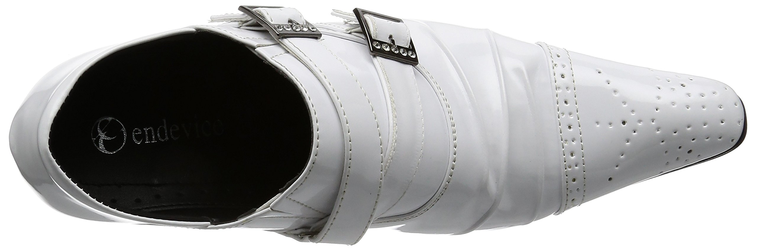 Men's White Enamel Dress Shoes with Double Strap & 6.3cm Heel - Pointed Toe Medallion Design for Business Casual & Formal Occasions