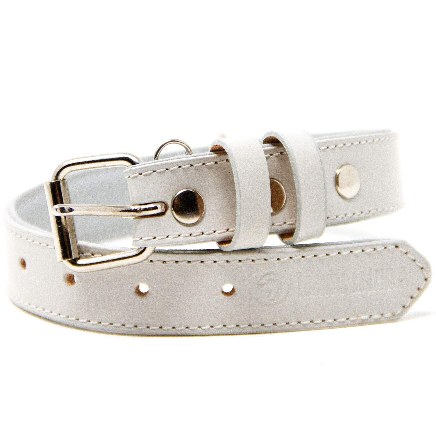 Premium Genuine Leather Dog Collar for Medium Dogs - Soft Padded Full Grain Leather Pet Collar with Durable Buckle (Grey, Size M) - Perfect for Daily Walks, Training & Outdoor Adventures