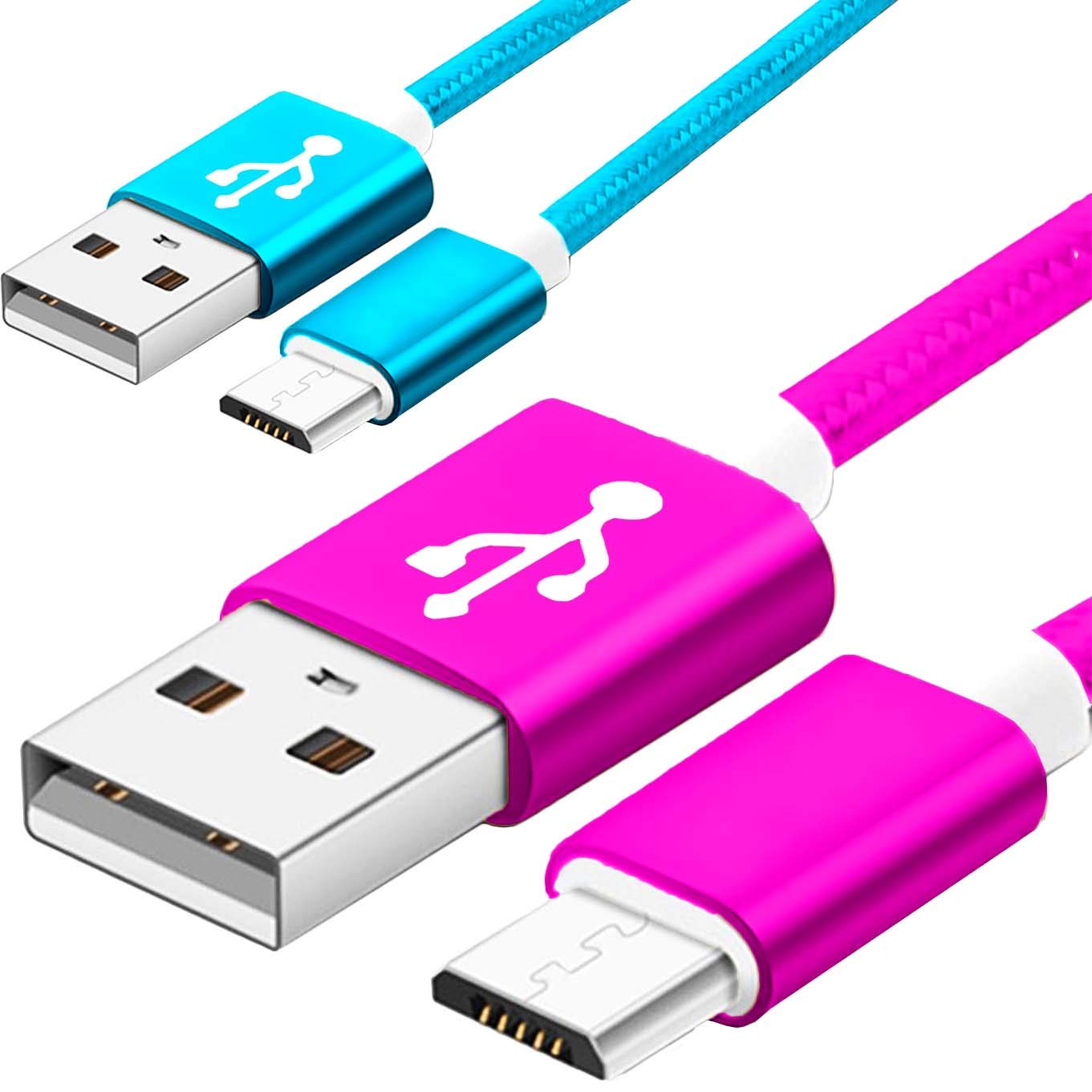 2 Pack 5 Ft Micro USB Charging & Data Sync Cables - Fast Charging Compatible with Kindle Fire HD 8.9
