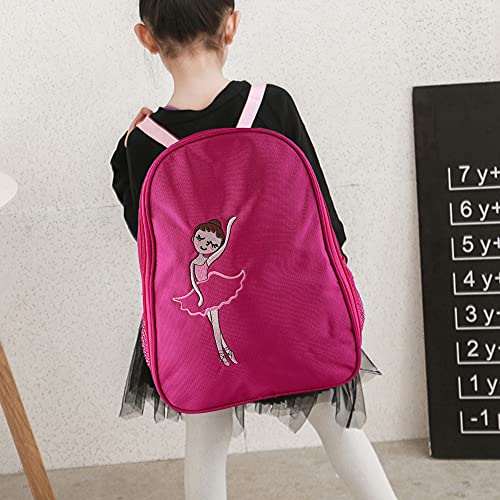 Girls Ballet Backpack with Embroidered Design - Rose Red Dance Daypack (31.50 * 25.00 * 12.00cm) - Perfect for Ballet Classes, Dance Practice, and School Supplies