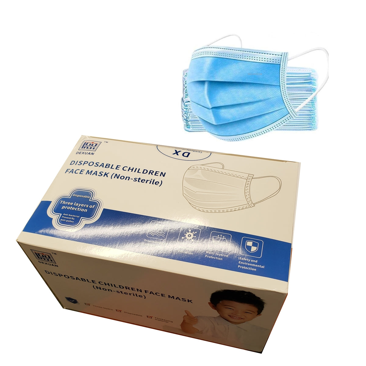 50-Pack Disposable 3-Ply Kids Face Masks for School, Travel & Daily Protection - Breathable Comfort for Children