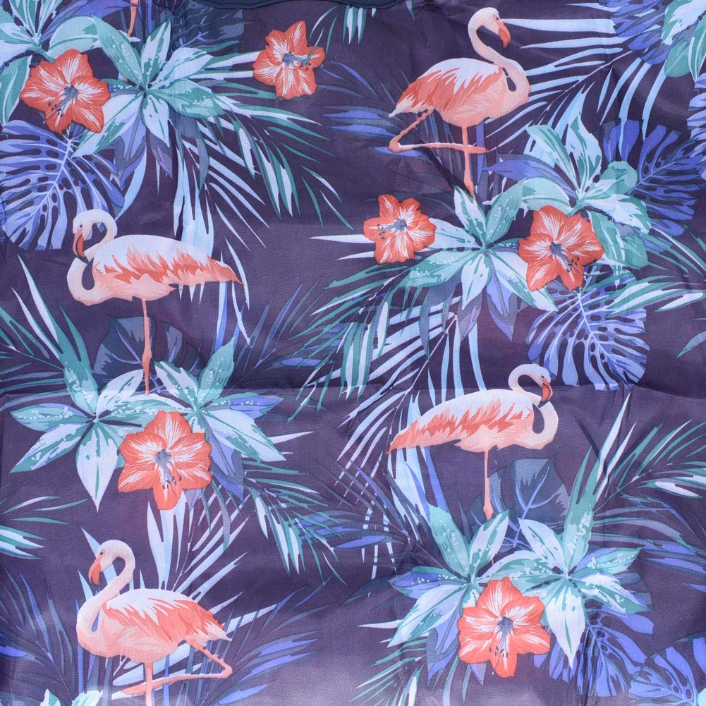 Eco-Friendly Reusable Grocery Bags - Foldable Shopping Tote with Pouch (Blue Flamingo Print, 1 Pack) | Perfect for Grocery Shopping, Farmers Market & Beach Trips