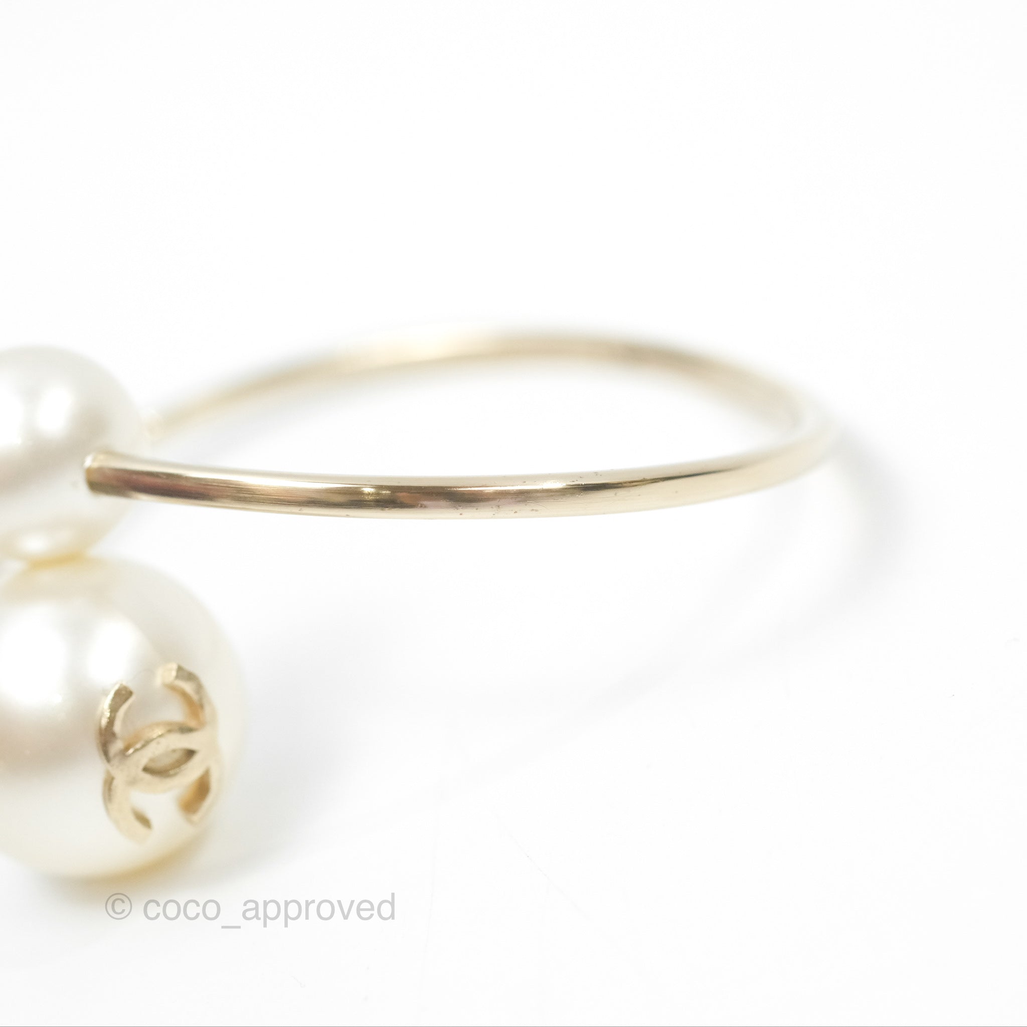 Chanel CC Pearl Bangle Gold Tone Bracelet for Women - Luxury Fashion Jewelry Gift for Anniversary, Birthday & Special Occasions