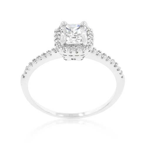 1.25 Carat Princess Cut Halo Diamond Engagement Ring - 14K White Gold Bridal Wedding Ring for Women - Perfect Proposal Gift & Anniversary Jewelry