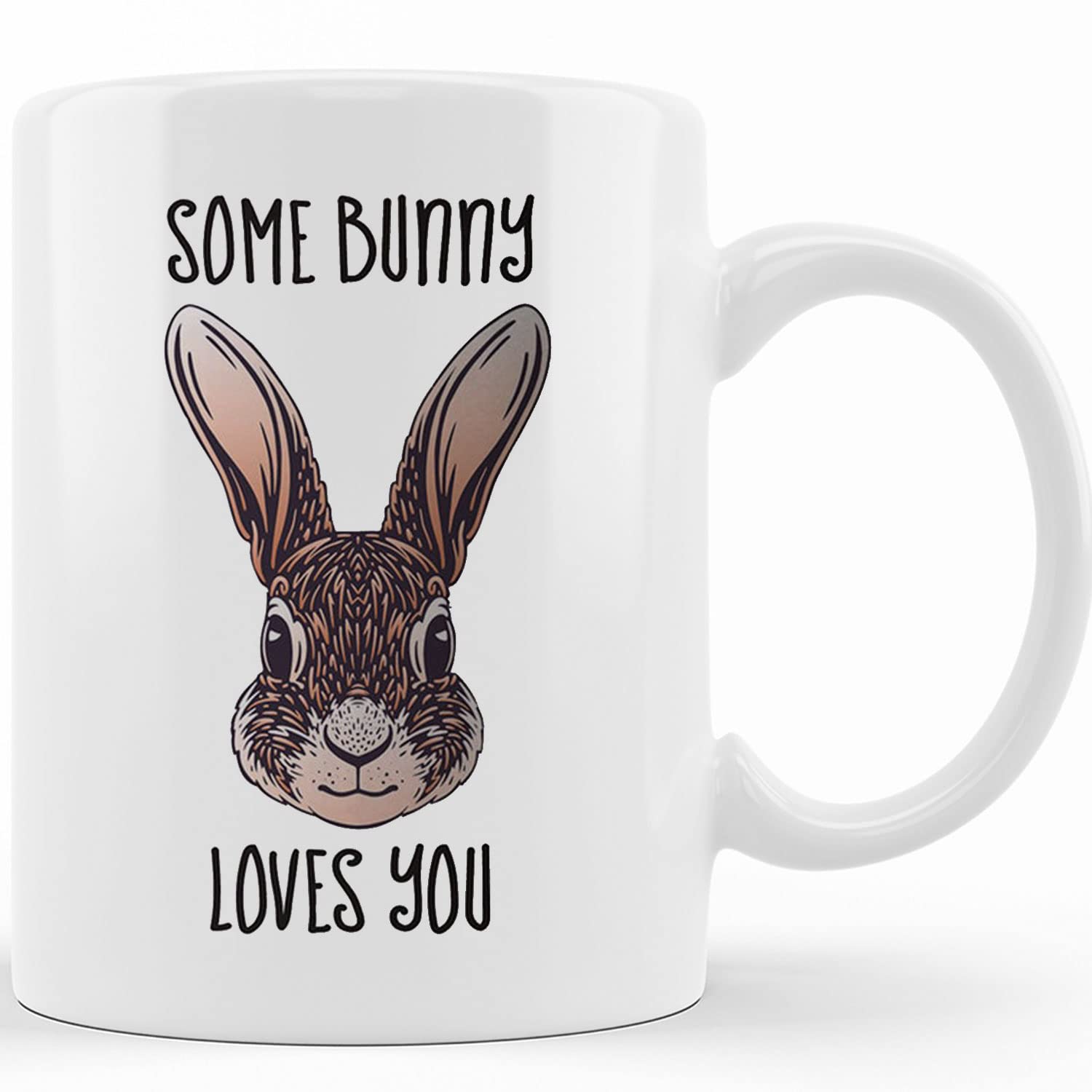 Personalized 'Some Bunny Loves You' Funny Rabbit Mug - 11oz & 15oz Ceramic Coffee Cup for Valentine's Day, Gift Exchange, Office Use - Cute Animal Puns Novelty Tea Mug for Friends, Couples & Coffee Lovers