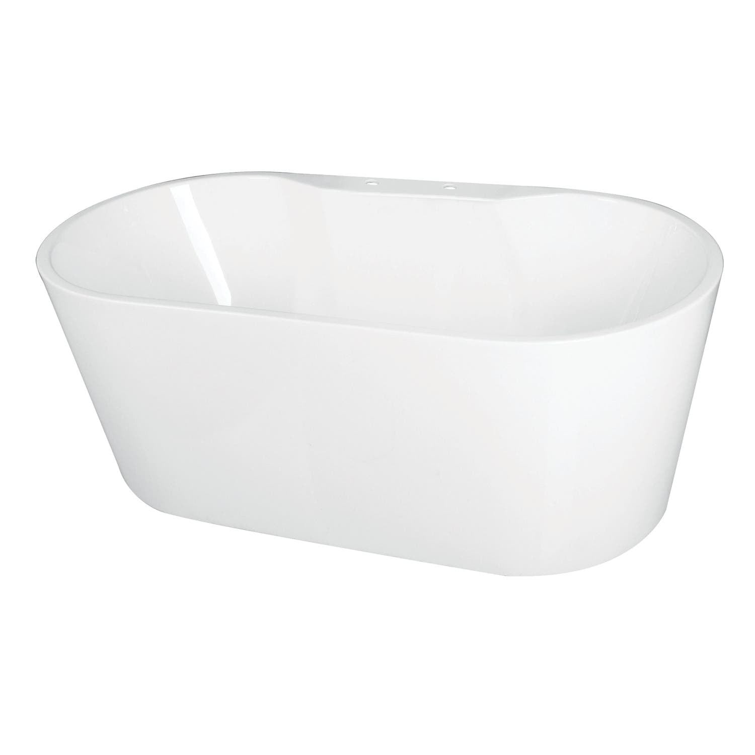 55 Inch Acrylic Freestanding Bathtub with Faucet Deck - Modern Soaking Tub for Luxury Bathroom, Spa Relaxation & Home Decor