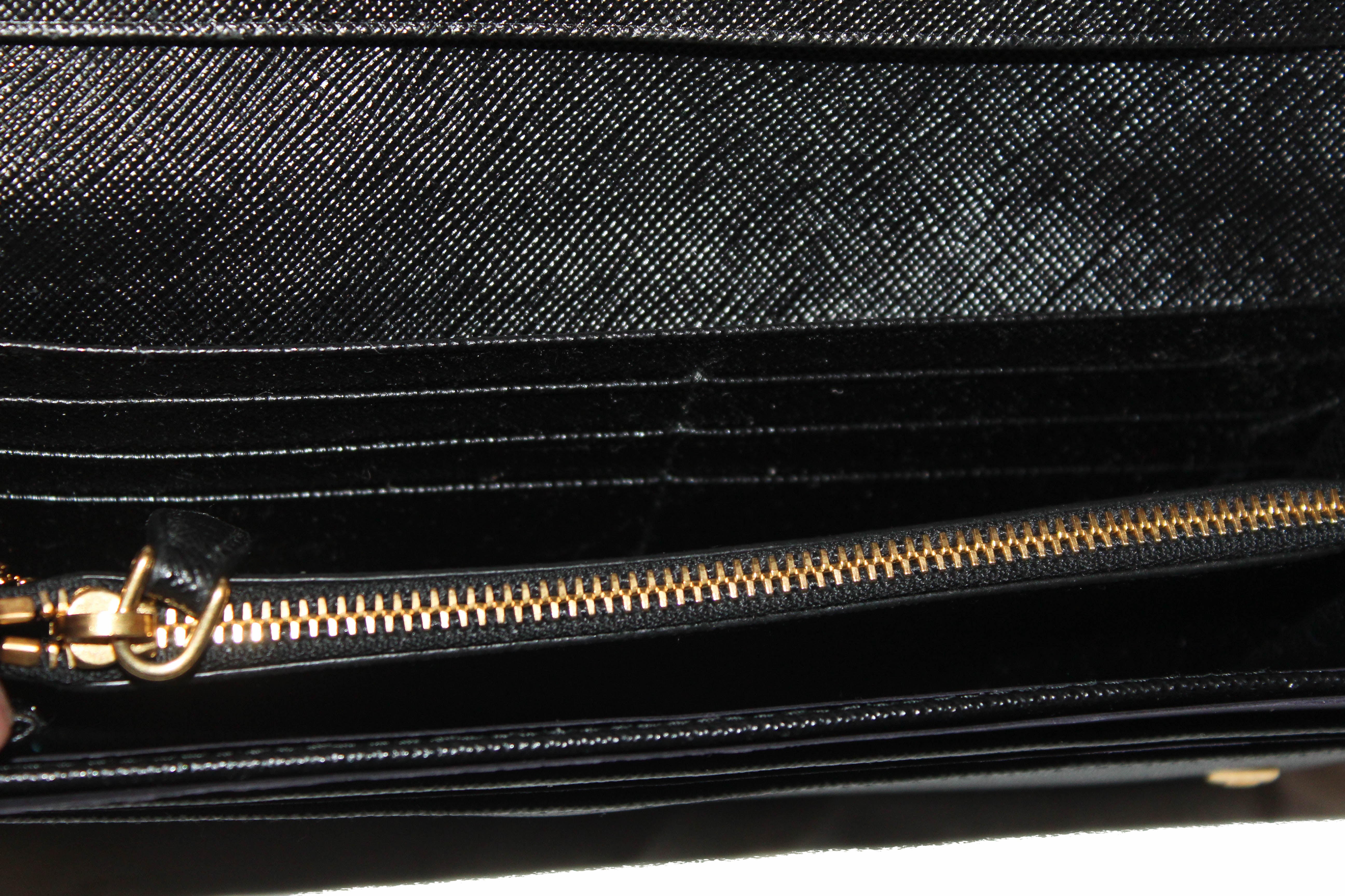 Authentic Prada Black Saffiano Leather Long Wallet 1MH132 - Luxury Women's Bifold Wallet for Everyday Use & Special Occasions