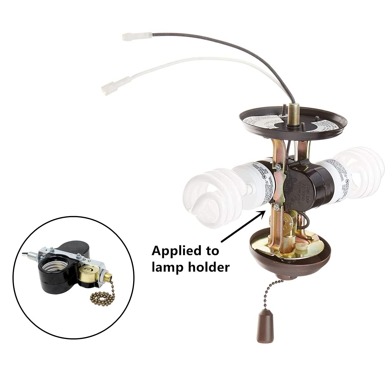 **DAYONE Ceiling Fan Light Kit with E-27 Multi Lampholder Socket & Zing Ear ZE-310D Switch - Includes ZE-109M Pull Chain for Easy Control (Antique Bronze) - Perfect for Bedroom, Living Room & Home Office Lighting**