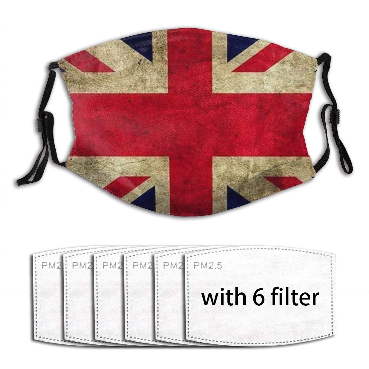 Vintage Union Jack Washable Adjustable Face Mask - Reusable for Travel & Daily Use