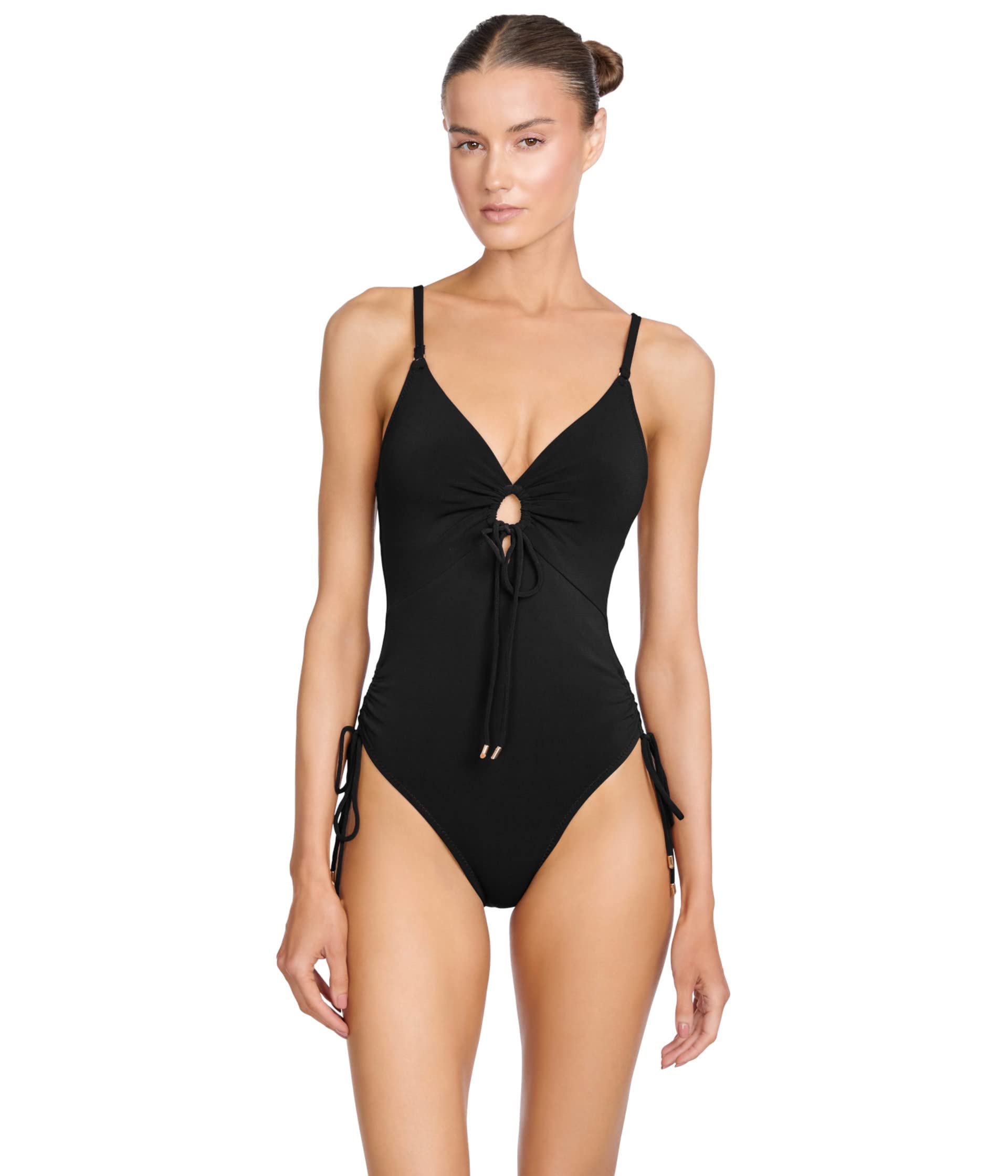 Robin Piccone Women's Aubrey One-Piece Swimsuit with Keyhole Detail - Sexy High Cut Bathing Suit for Beach, Pool & Vacation | Plus Size Swimwear for Women