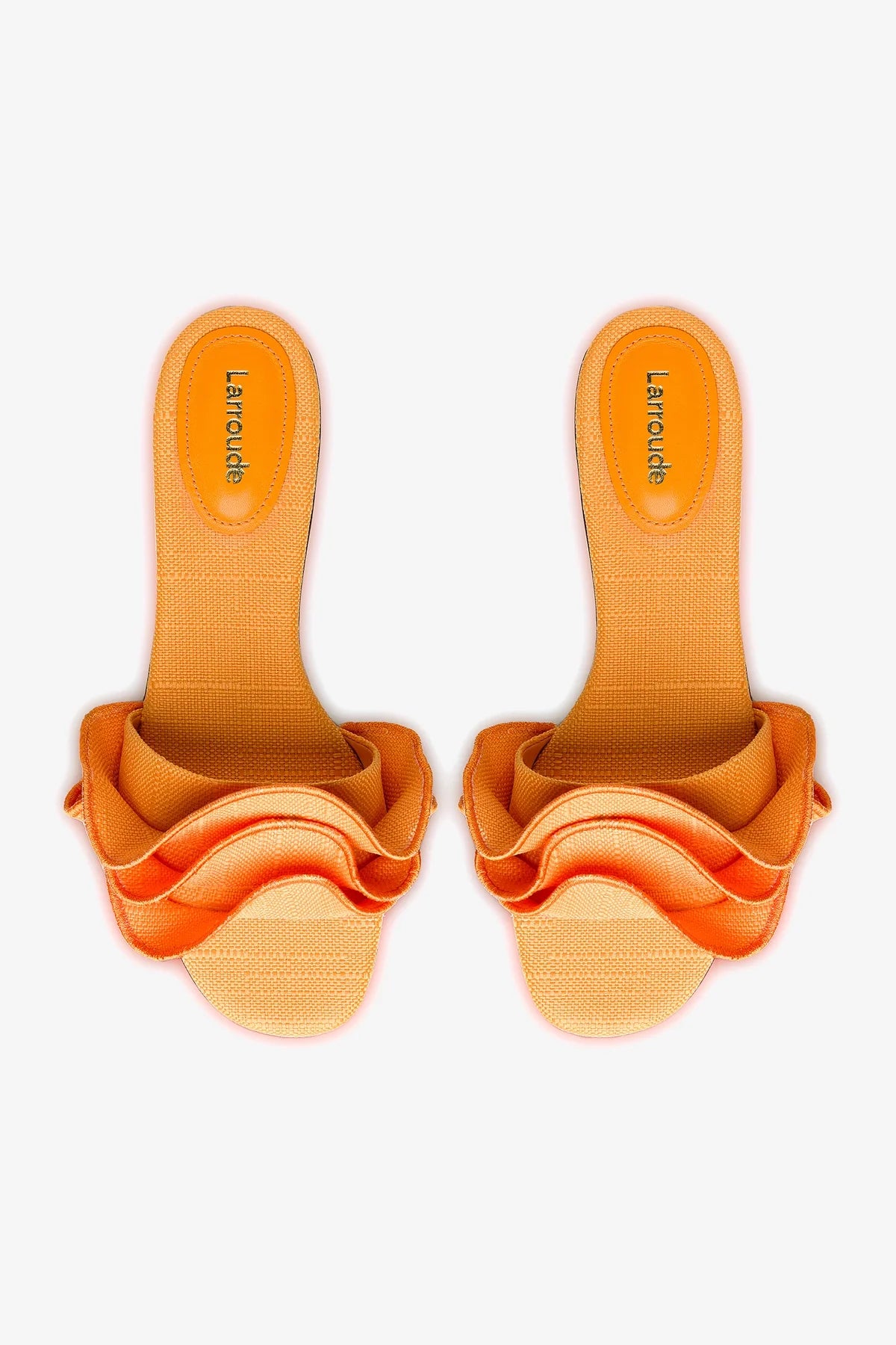 Ivy Ruffle Flat Mule Sandals - Comfortable Summer Slide Shoes in Mango Raffia for Women | Perfect for Beach, Vacation & Casual Outfits