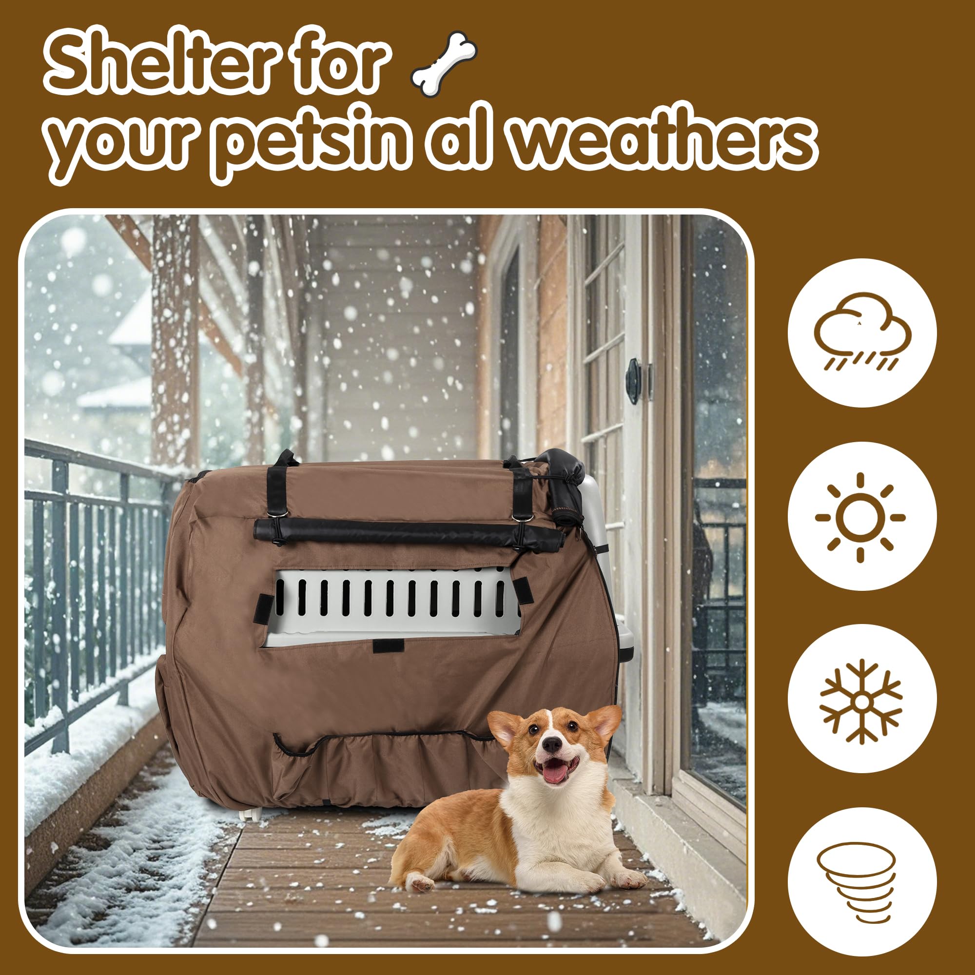 BALAPET Large Thickened Insulated Dog Kennel Cover - Waterproof Oxford Fabric Pet Crate Cover with Windows for Winter Protection, Privacy & Anxiety Relief - Ideal for Puppy Training, Crate Topper & Cold Weather Use