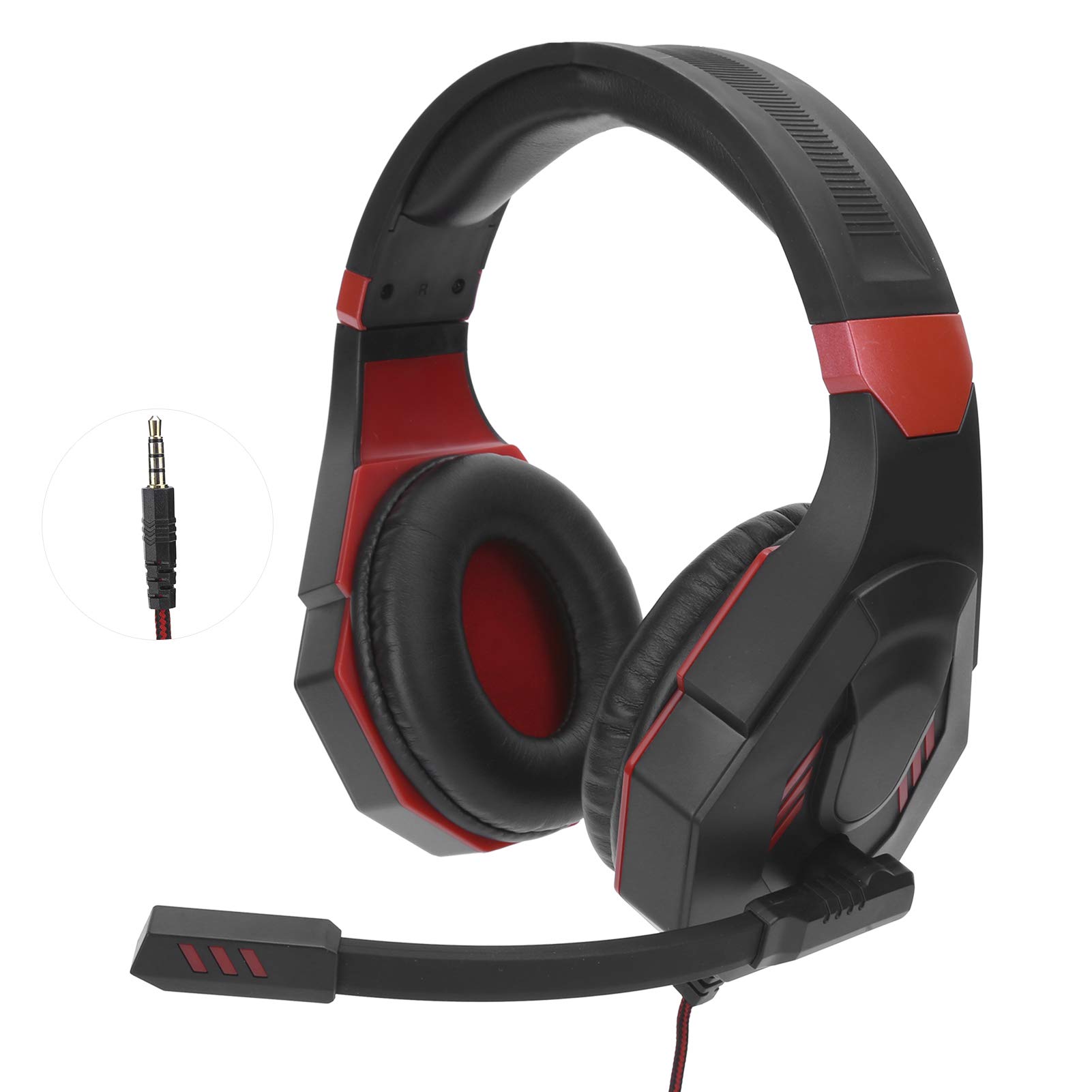 753 Wired Gaming Headset with Noise Cancelling Mic - Stereo Surround Sound Headphones with 3.5mm Jack & Built-in Microphone for PC, PS4, Xbox - Perfect for Competitive Gaming & Online Chat