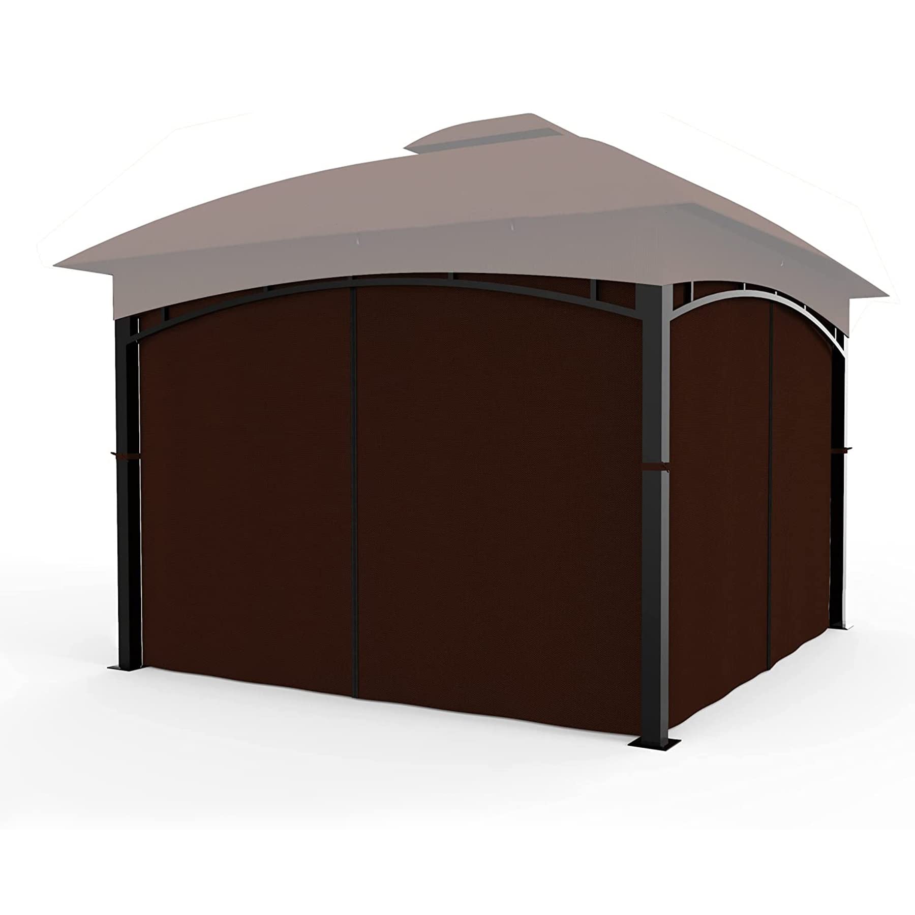 Universal Replacement Gazebo Privacy Curtains - 4-Panel Sidewall with Zipper (10' x 13', Coffee Brown) - Perfect for Outdoor Patio, Deck, and Backyard Privacy Protection