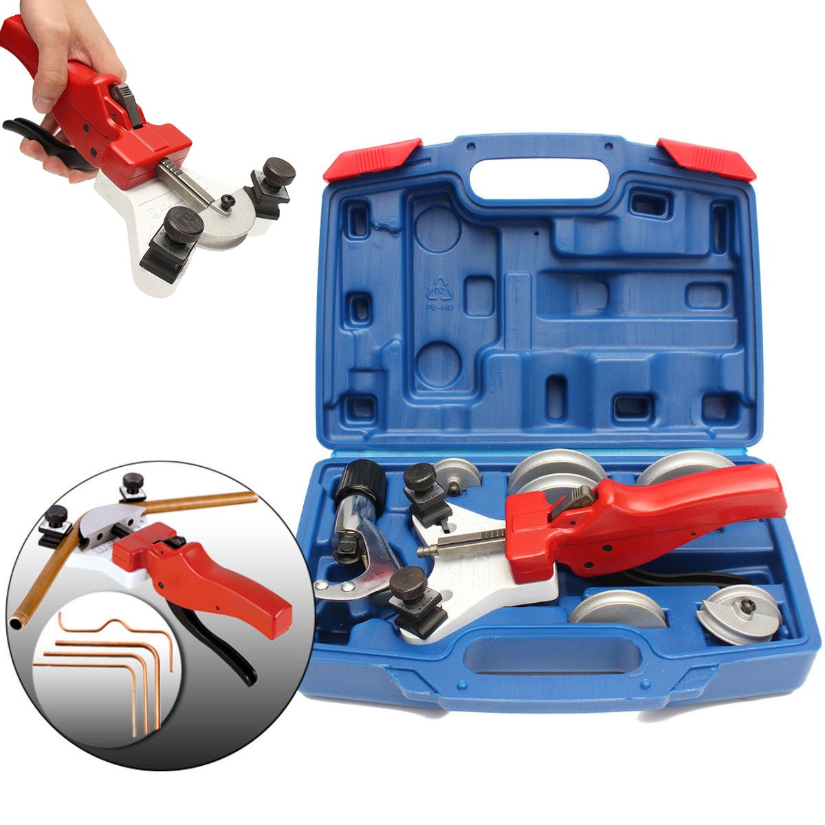 Heavy Duty Manual Tube Bender Set 5-12mm for Steel & Copper Pipes with Tube Cutter - Perfect for Plumbing, HVAC, and Automotive Repair Projects