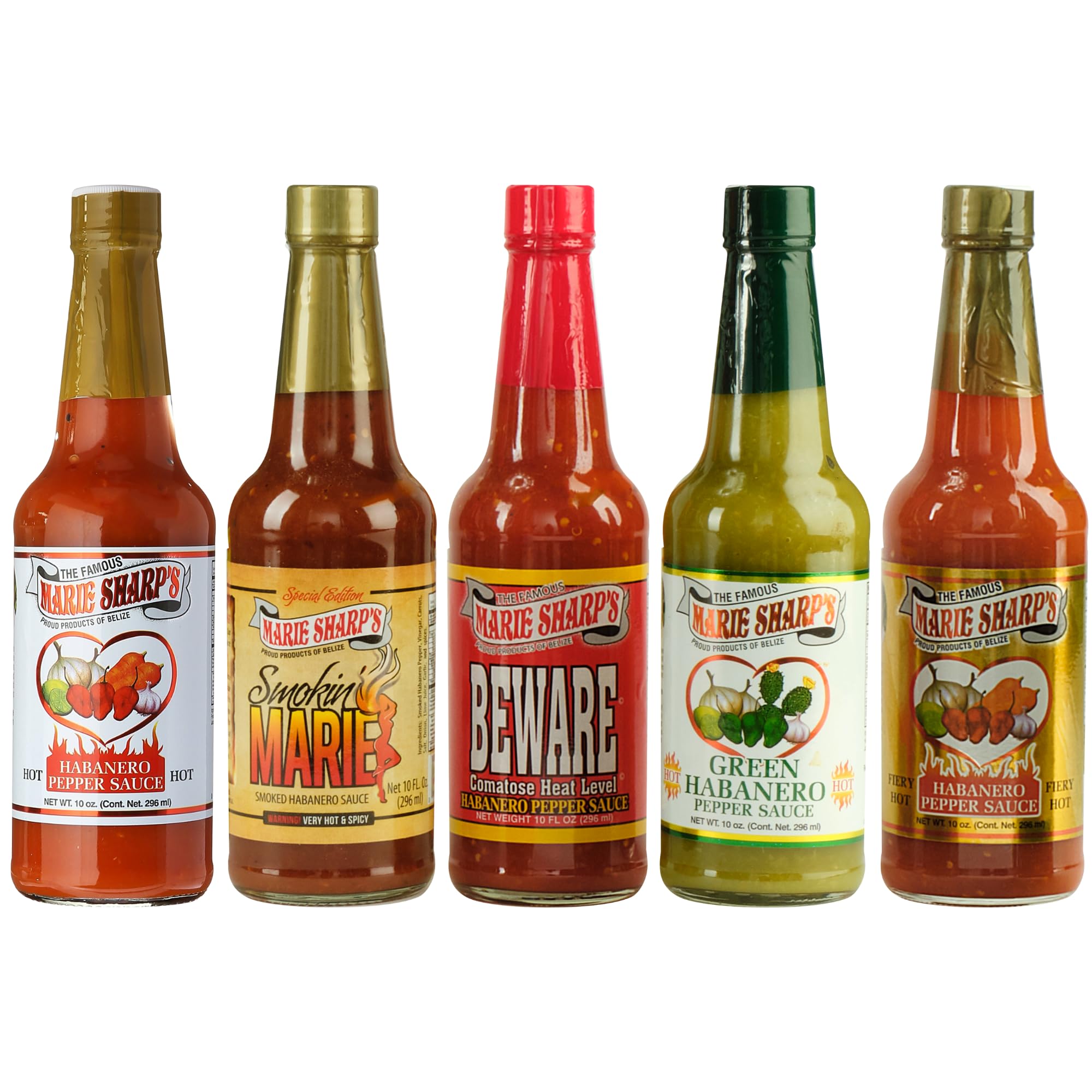 Marie Sharp's Hot Sauce Variety Pack - 10 oz Bottles (3-Pack) | Belizean Habanero Pepper Sauce | Perfect for Tacos, Wings & BBQ | Gourmet Spicy Condiment Gift Set