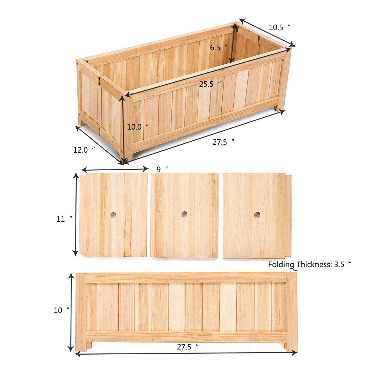 **Natural Wood Raised Garden Bed - Foldable Rectangular Planter Box for Vegetables, Flowers & Herbs - Outdoor Gardening for Backyard, Patio, Lawn & Window Sills**    *(Perfect for Urban Gardening, Small Spaces, and Homegrown Organic Produce!)*