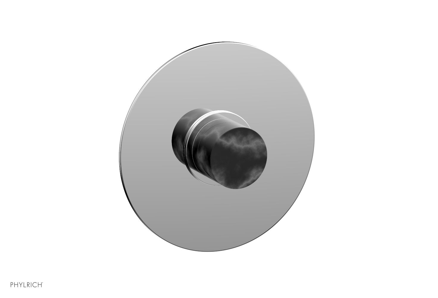 BASIC II 3/4 Thermostatic Round Shower Trim Plate with Black Marble Handle - Modern Bathroom Faucet for Luxury Showers (Model 4 182) | Perfect for Spa-Like Bathroom Renovations